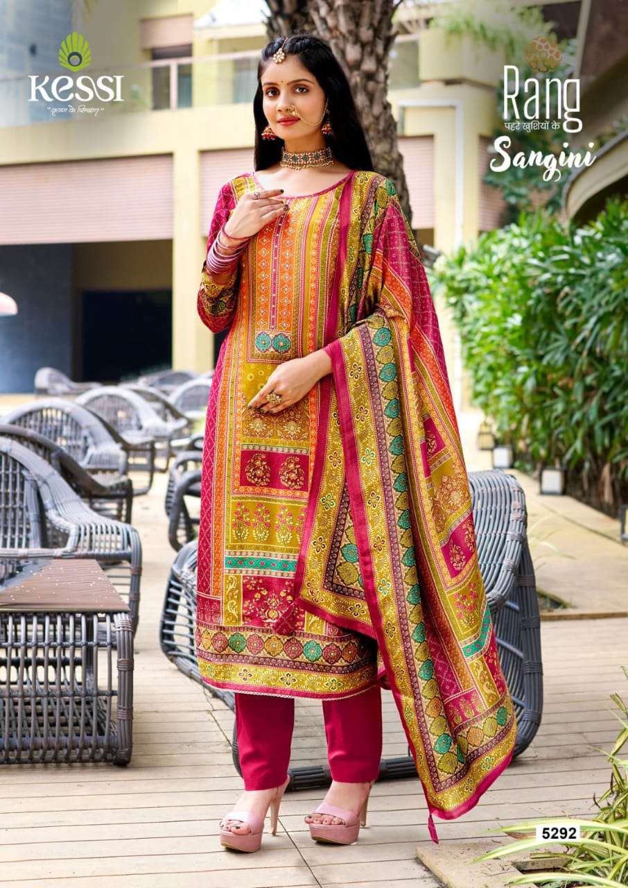  RANG SANGINI VISCOSE PRINT WITH FANCY WORK SUIT