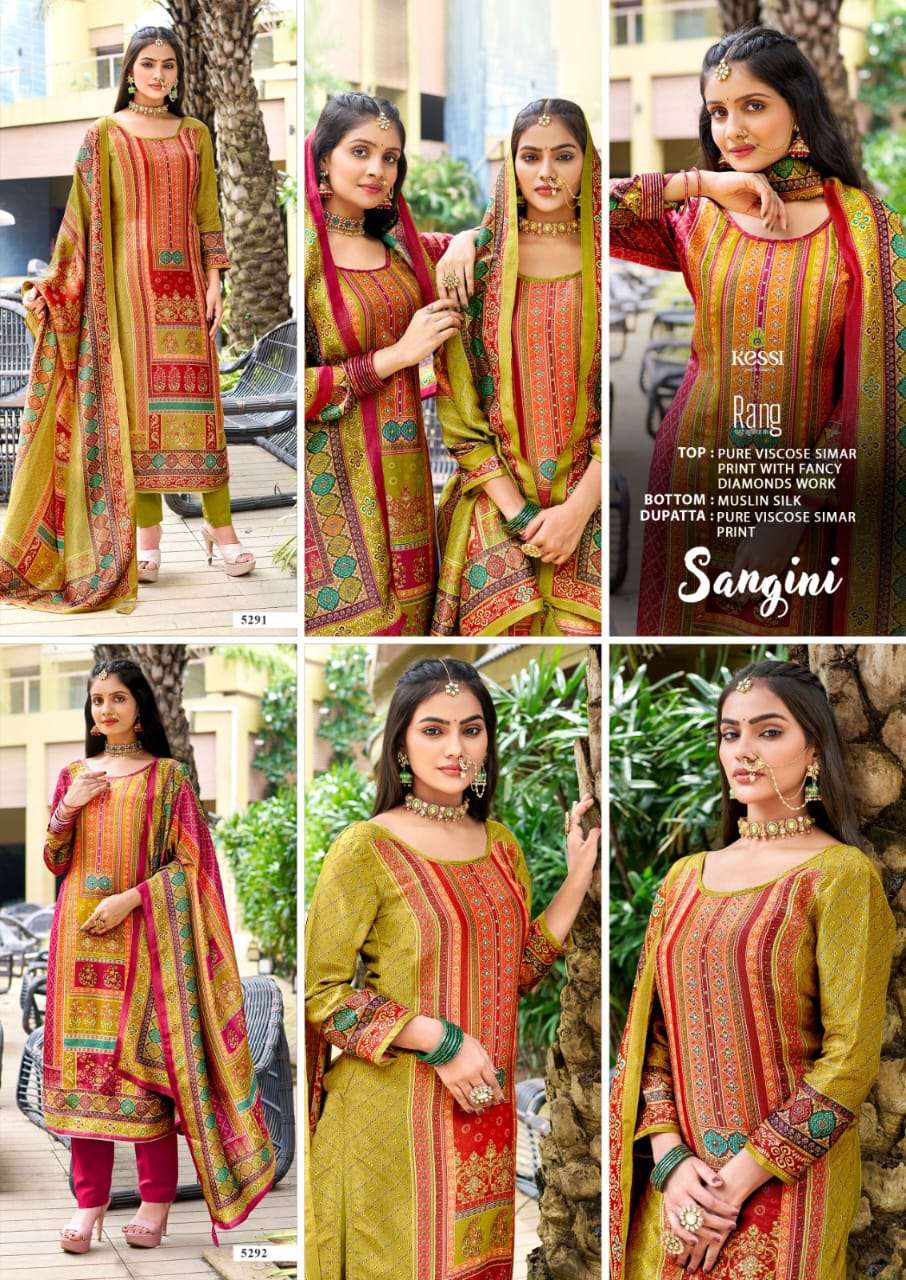  RANG SANGINI VISCOSE PRINT WITH FANCY WORK SUIT