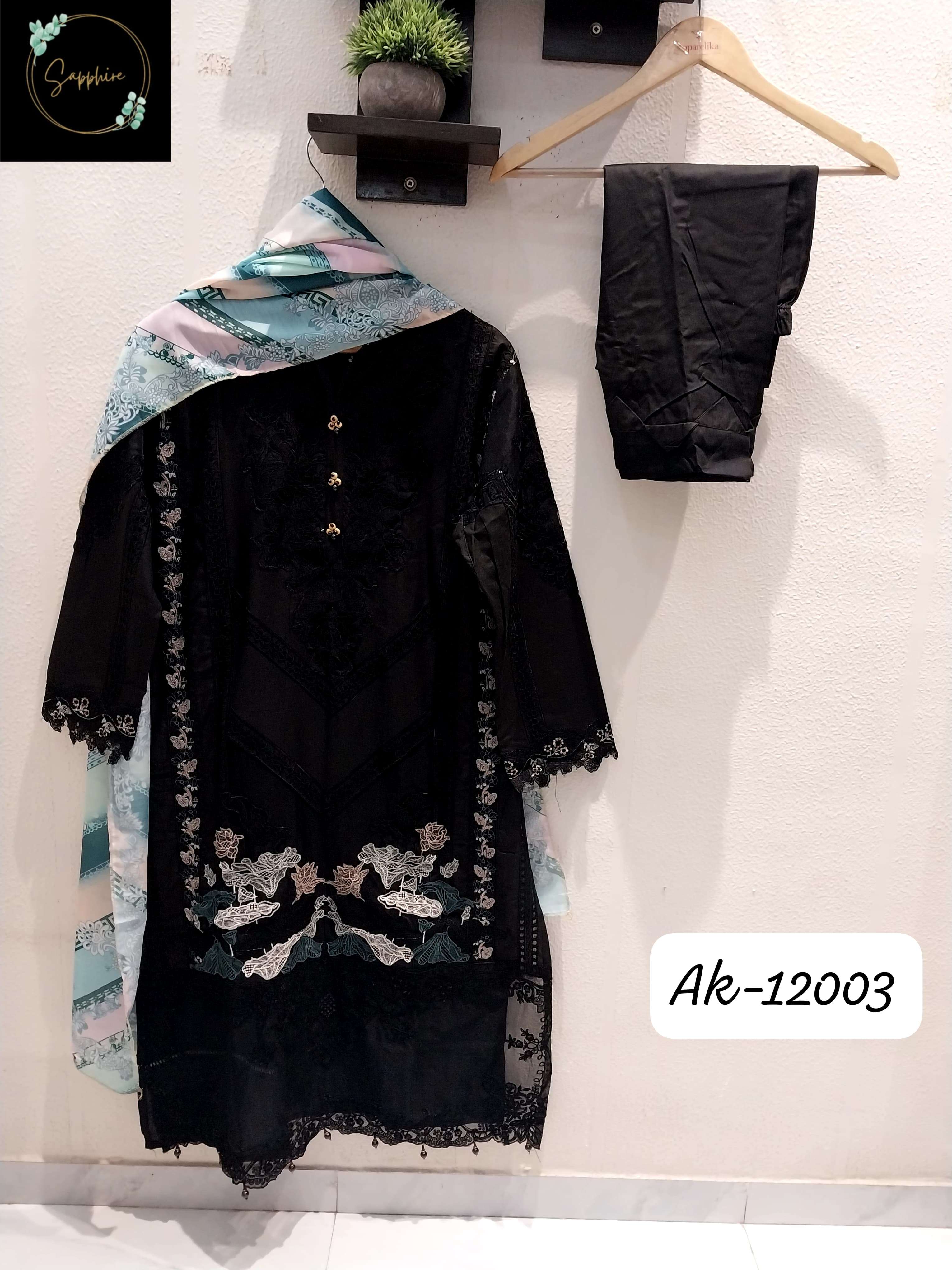 SAPPHIRE AK 12003 LAWN COTTON HEAVY EMBROIDERED SUIT
