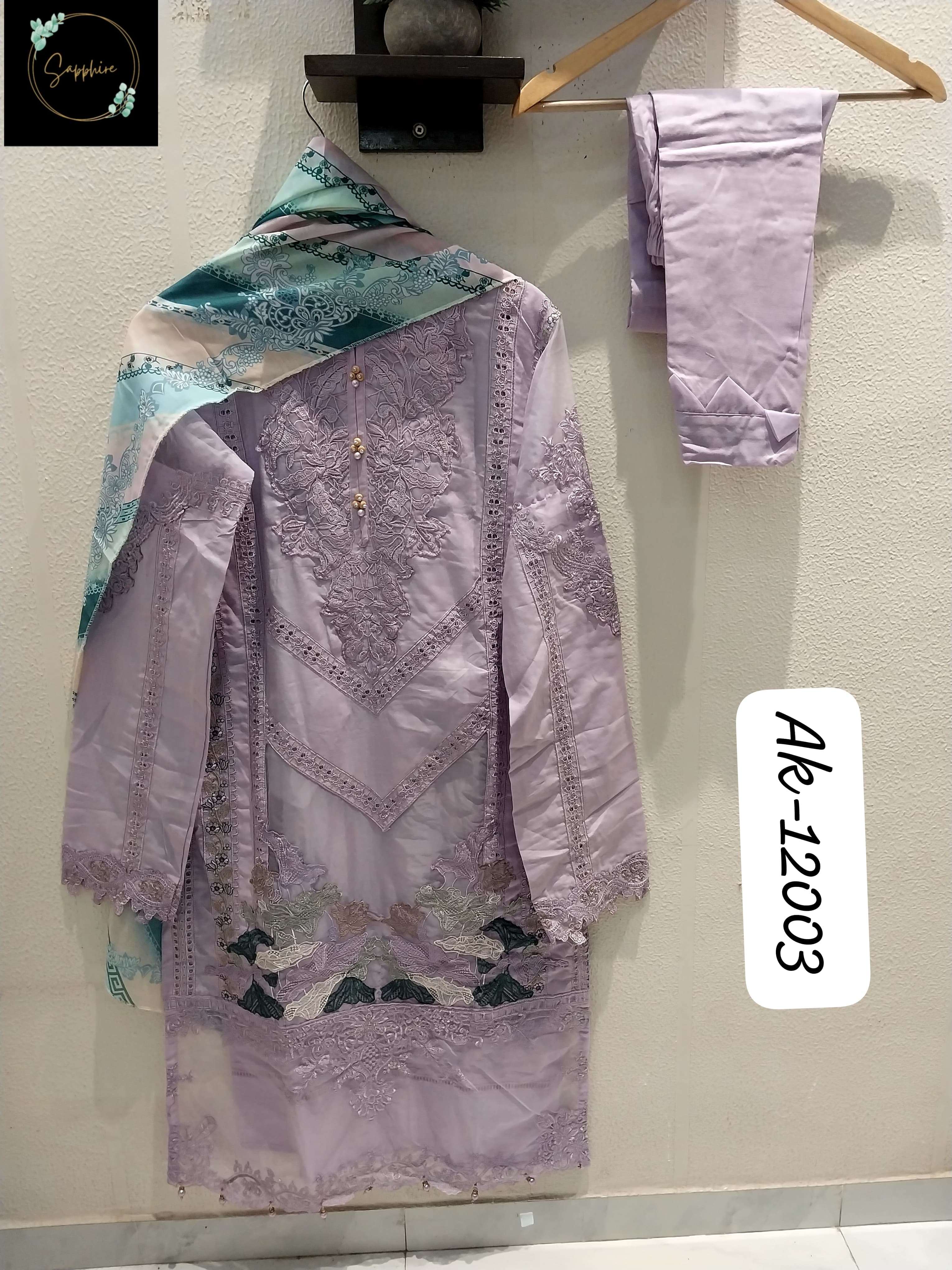SAPPHIRE AK 12003 LAWN COTTON HEAVY EMBROIDERED SUIT