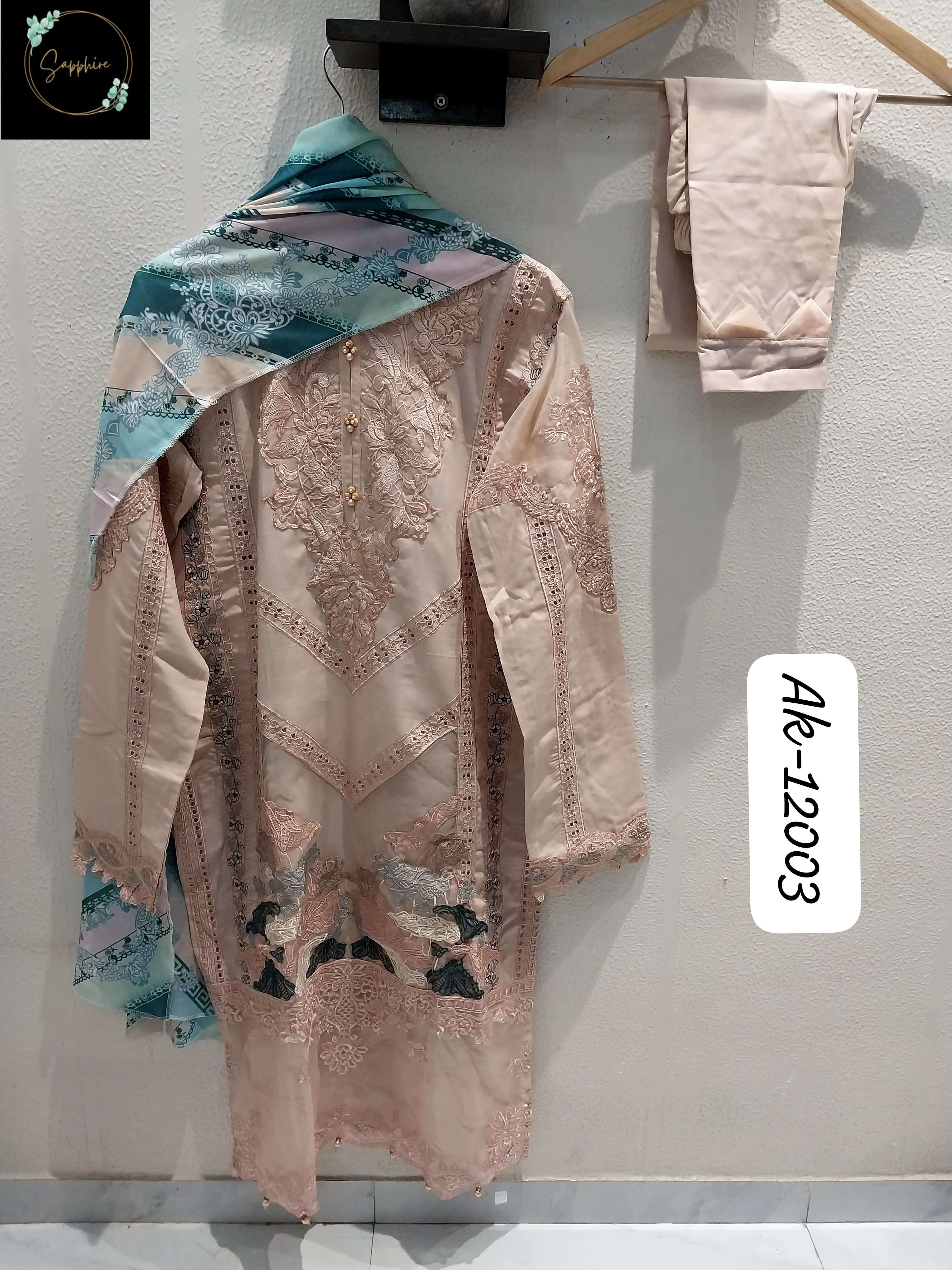 SAPPHIRE AK 12003 LAWN COTTON HEAVY EMBROIDERED SUIT