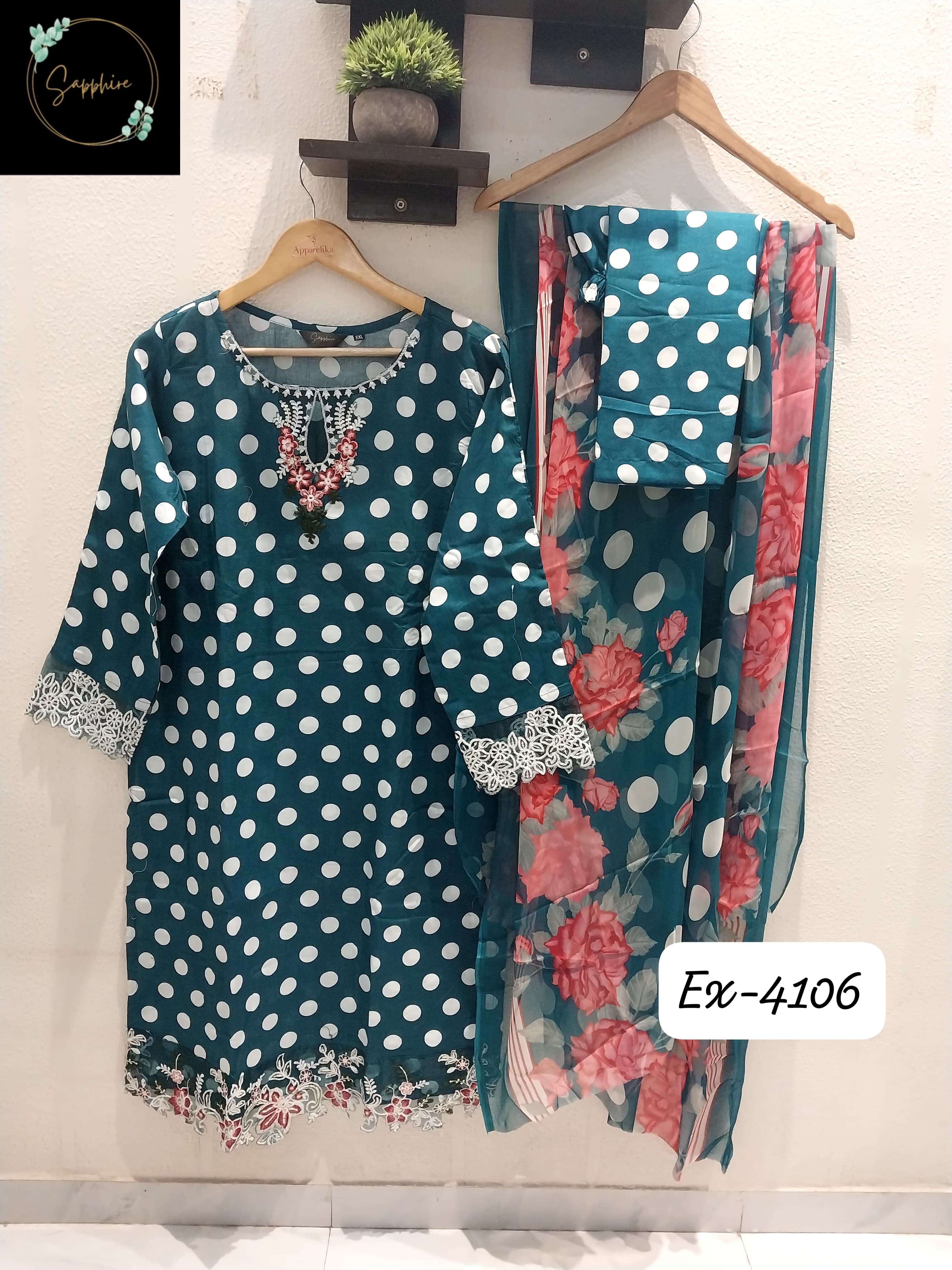 SAPPHIRE EX 4106 COTTON PRINT FANCY READY MADE SUIT