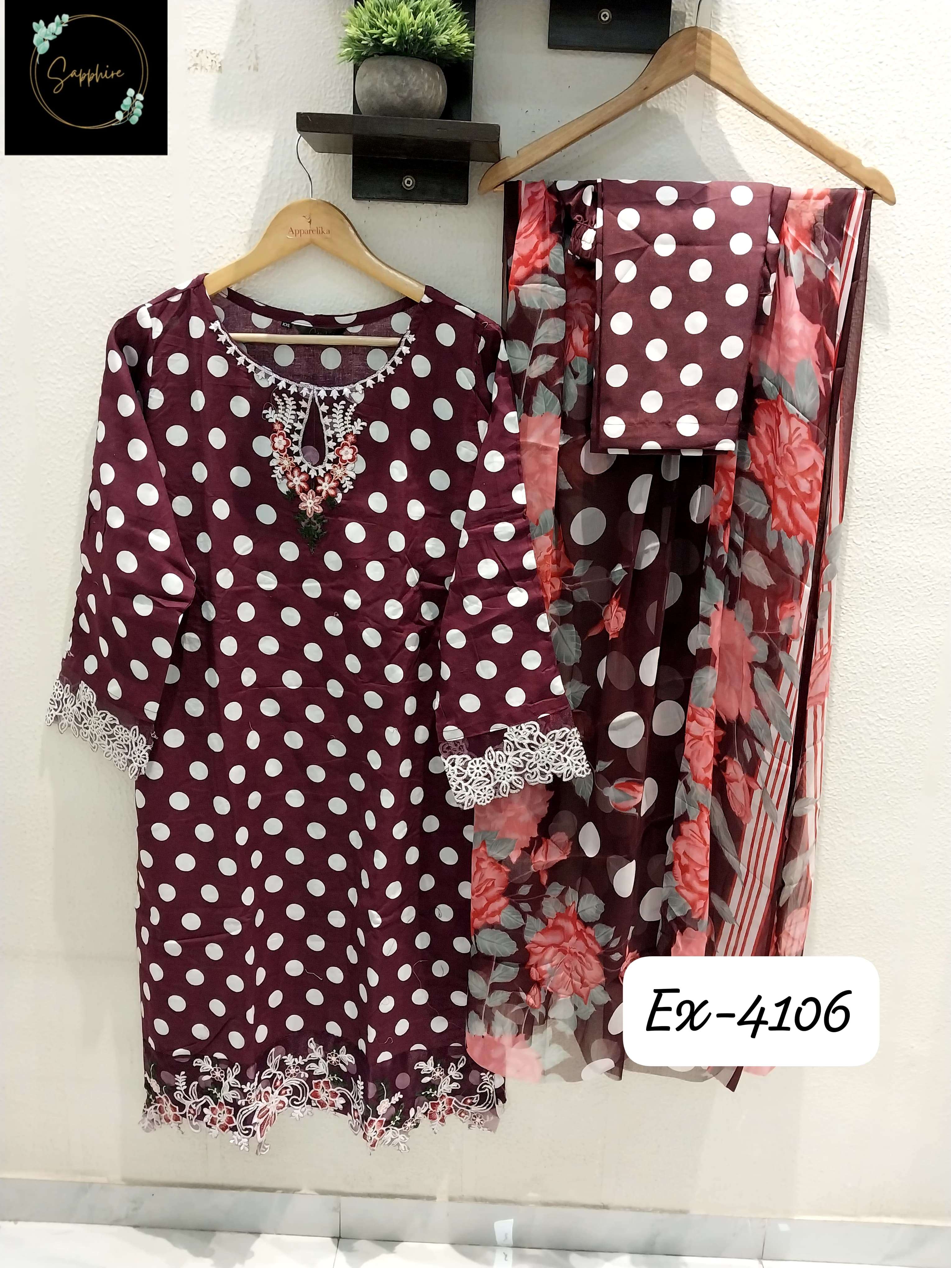 SAPPHIRE EX 4106 COTTON PRINT FANCY READY MADE SUIT