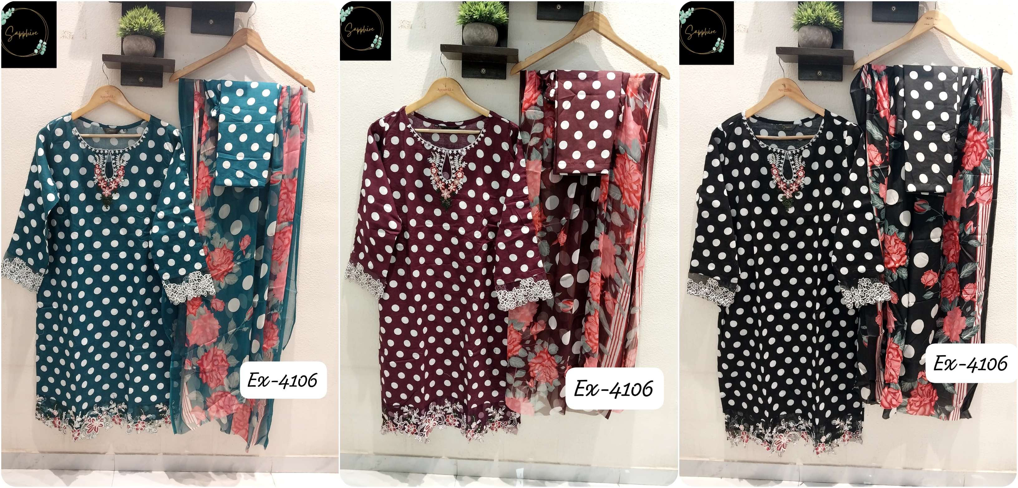 SAPPHIRE EX 4106 COTTON PRINT FANCY READY MADE SUIT