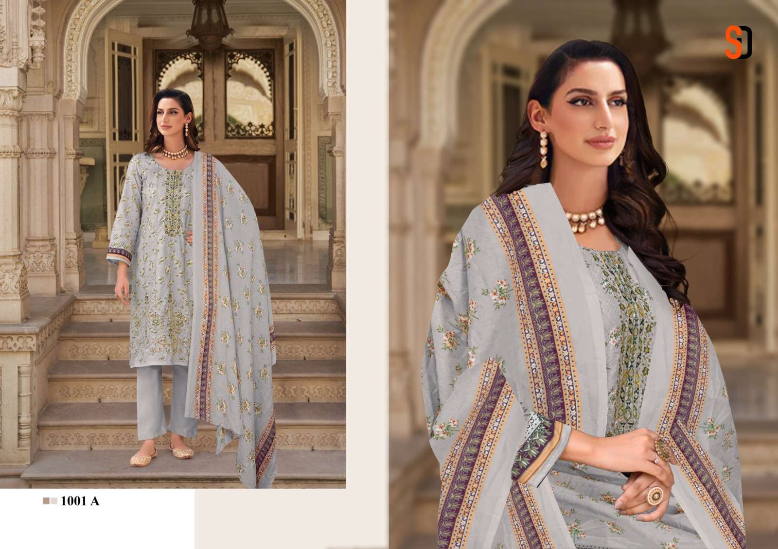 SHARADDHA DESIGNER BIN SAEED COLOUR COLLECTION COTTON FANCY WORK SUIT    