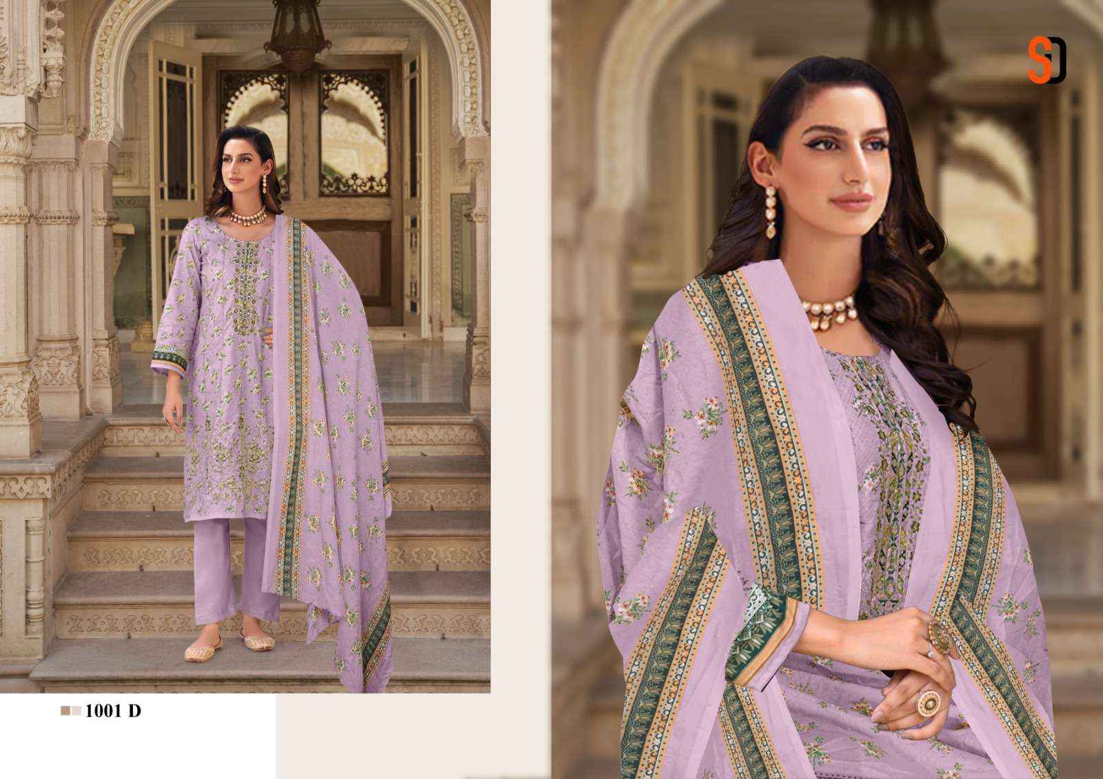 SHARADDHA DESIGNER BIN SAEED COLOUR COLLECTION COTTON FANCY WORK SUIT    
