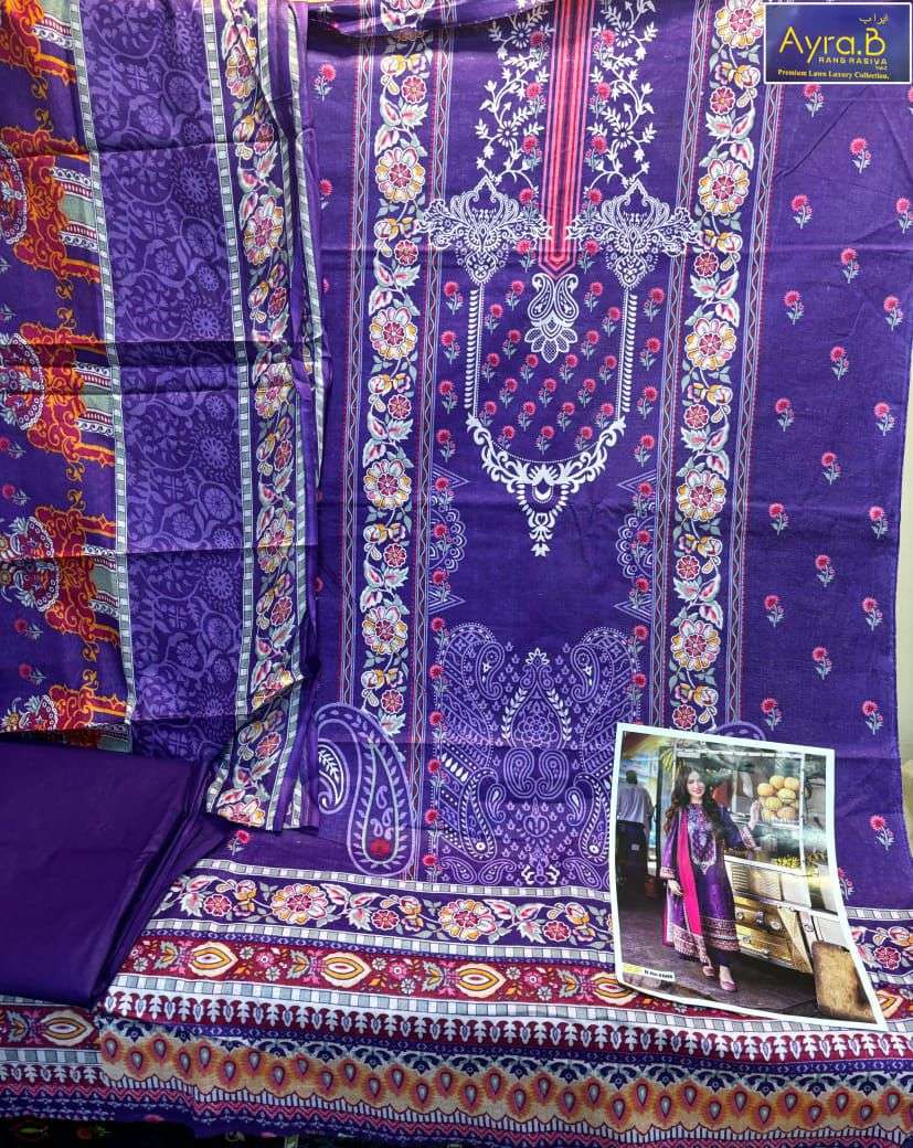 SHREE OM FAB AYRA B RANG RASIYA VOL 2 LAWN COTTON DIGITAL PRINT SUIT