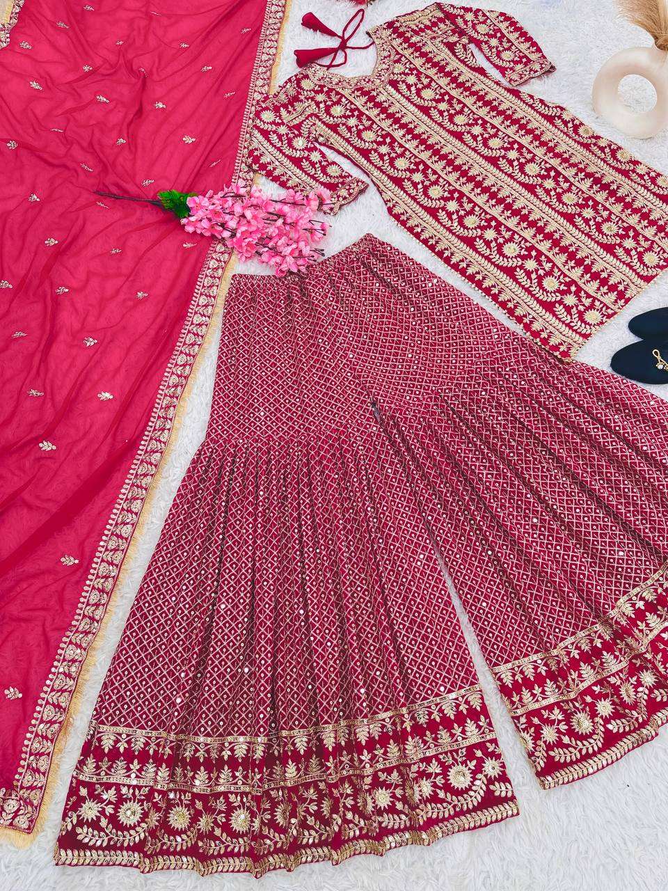 SR 1640 GEORGETTE DESIGNER SHARARA SUIT