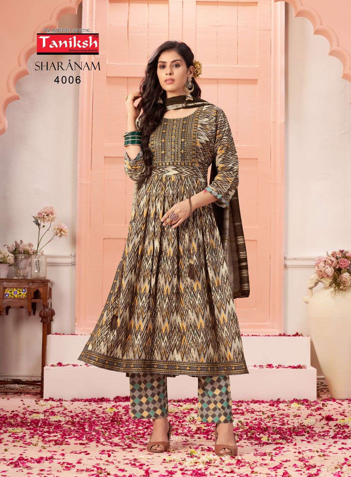 TANIKSH SHARNAM VOL 4 RAYON NAIRA CUT PATTERN KURTI COMBO SET 