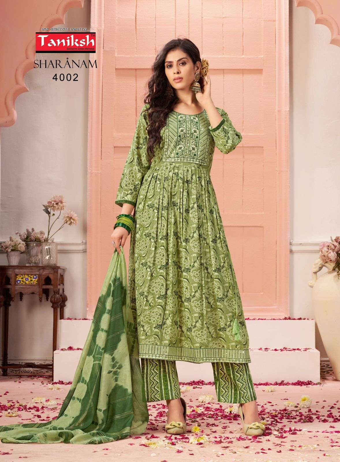 TANIKSH SHARNAM VOL 4 RAYON NAIRA CUT PATTERN KURTI COMBO SET 