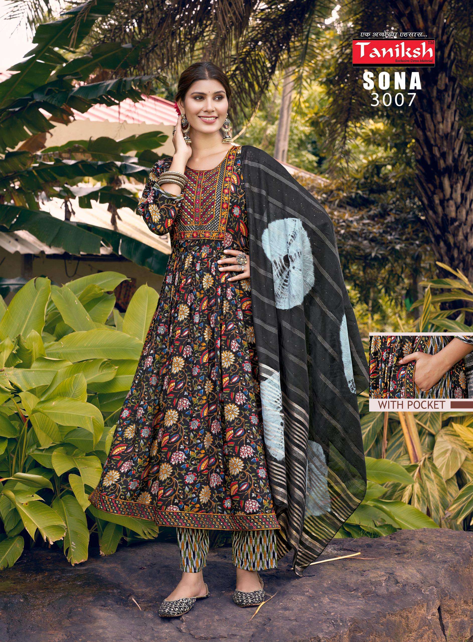 TANIKSH SONA VOL 1 RAYON FANCY NYRA CUT PATTERN KURTI COMBO SET 