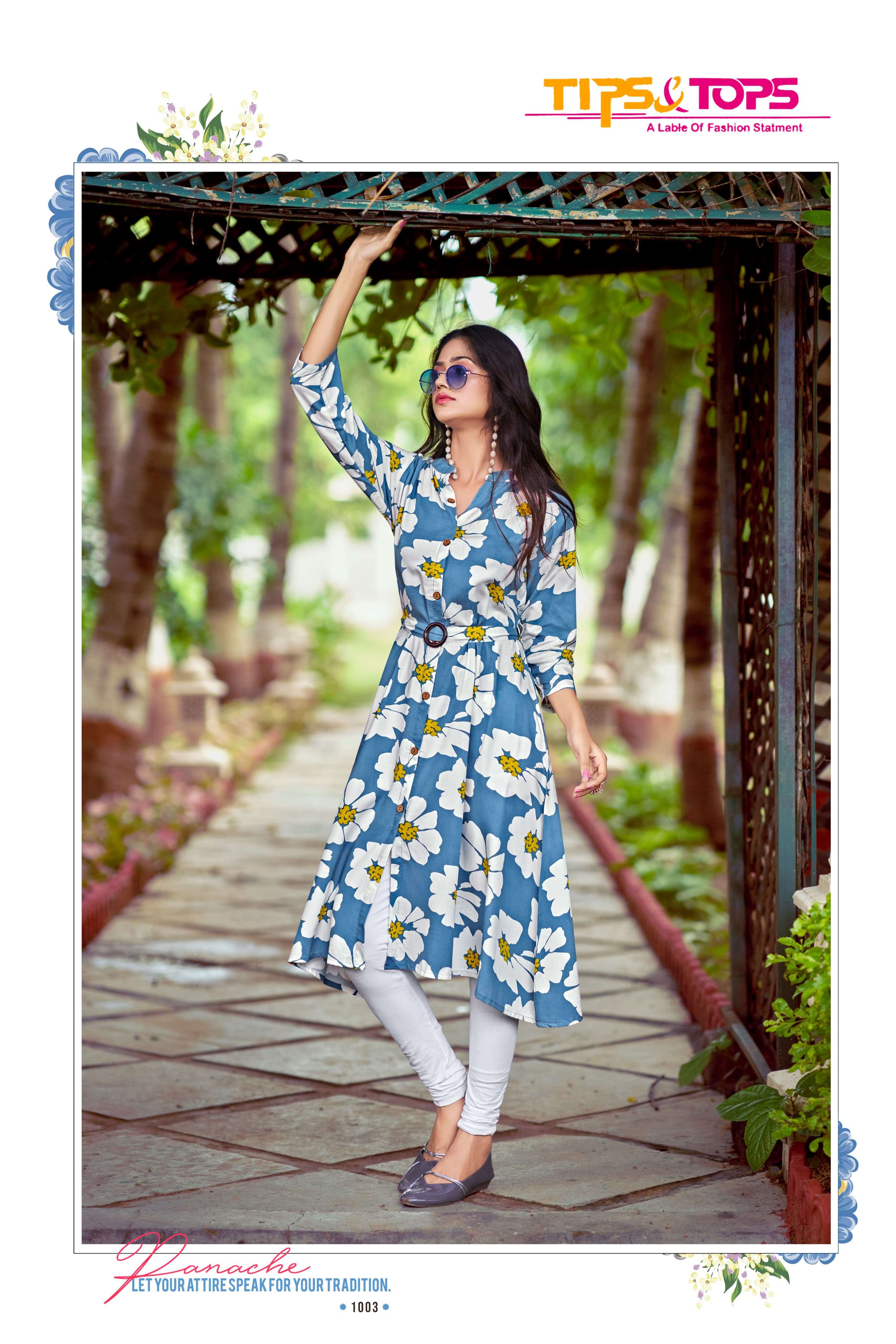 TIPS AND TOPS  GRACCY RAYON PRINT FANCY LADIES KURTI