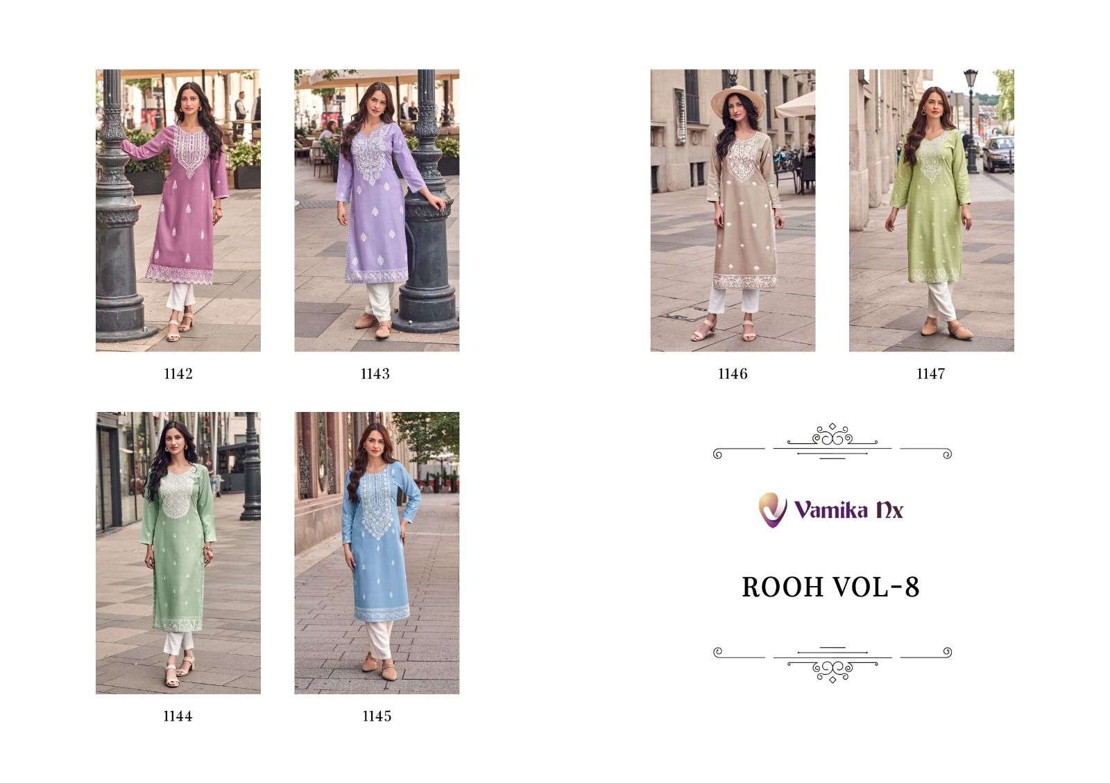 VAMIKA NX ROOH VOL 8 FANCY LUCKNOWI WORKS KURTI WITH PANT 