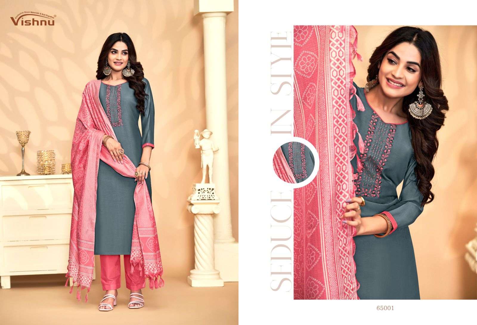 VISHNU IMPEX EVANKA VOL 8 SILK FANCY EMBROIDERY WORK SUIT