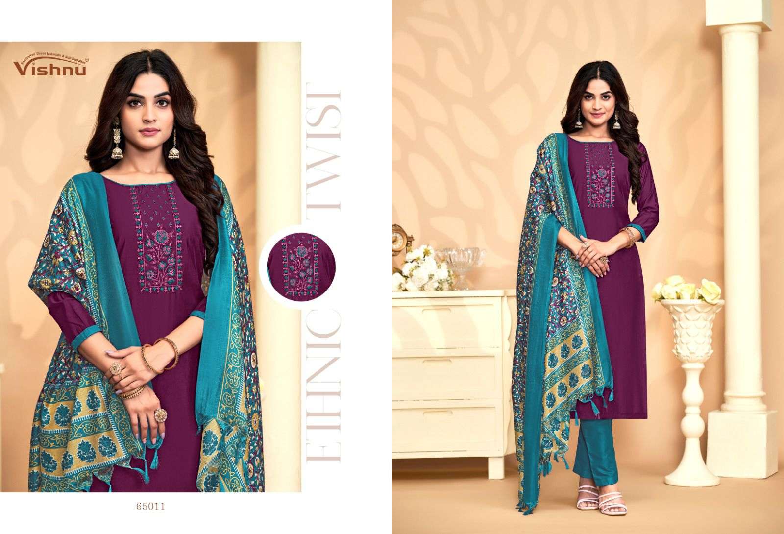 VISHNU IMPEX EVANKA VOL 8 SILK FANCY EMBROIDERY WORK SUIT