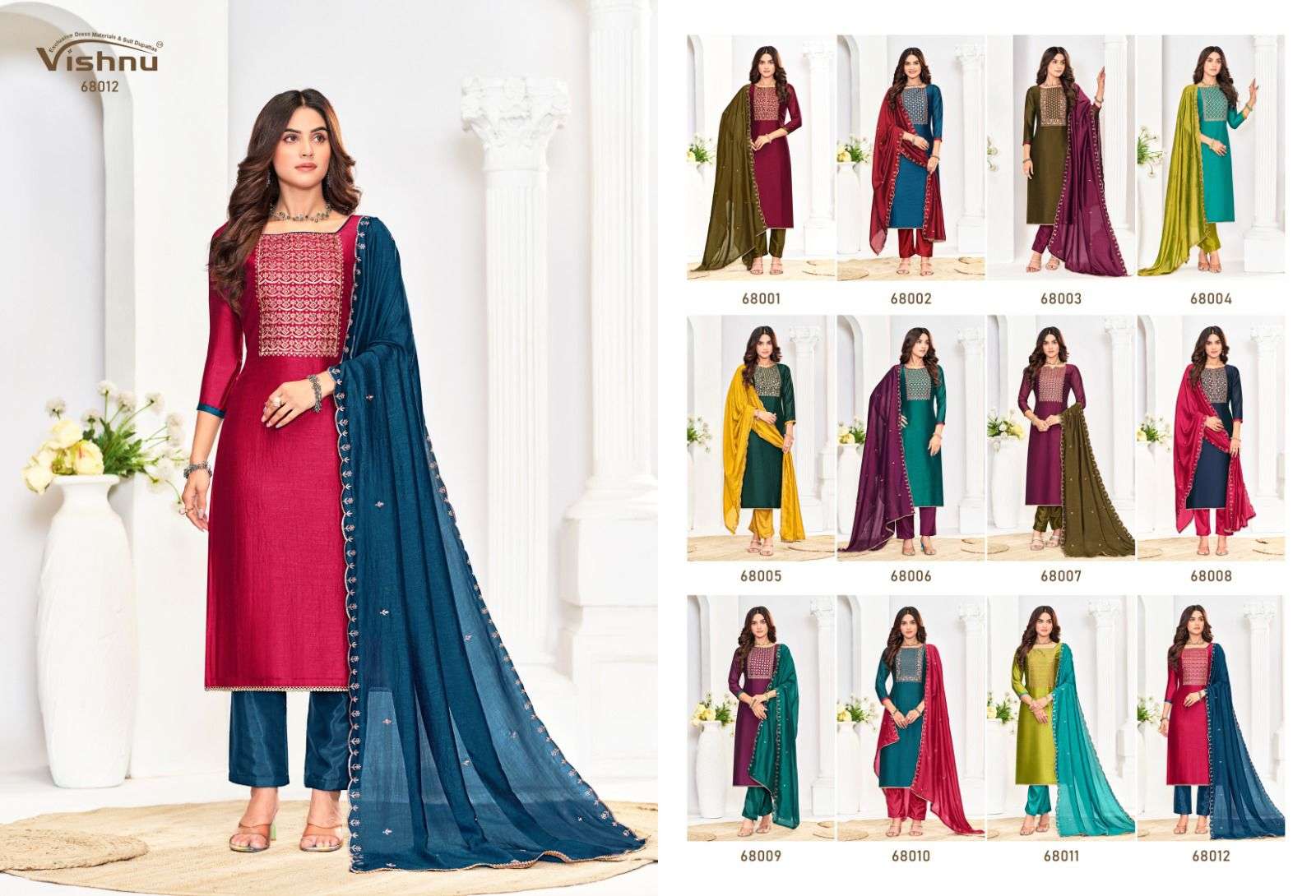 VISHNU IMPEX ROSE GOLD VOL 5 SILK FANCY SWAROVSKI WORK SUIT