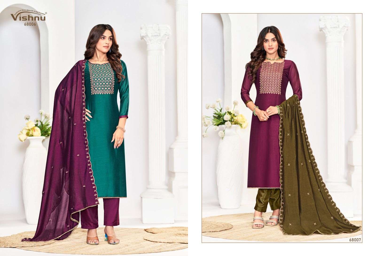 VISHNU IMPEX ROSE GOLD VOL 5 SILK FANCY SWAROVSKI WORK SUIT