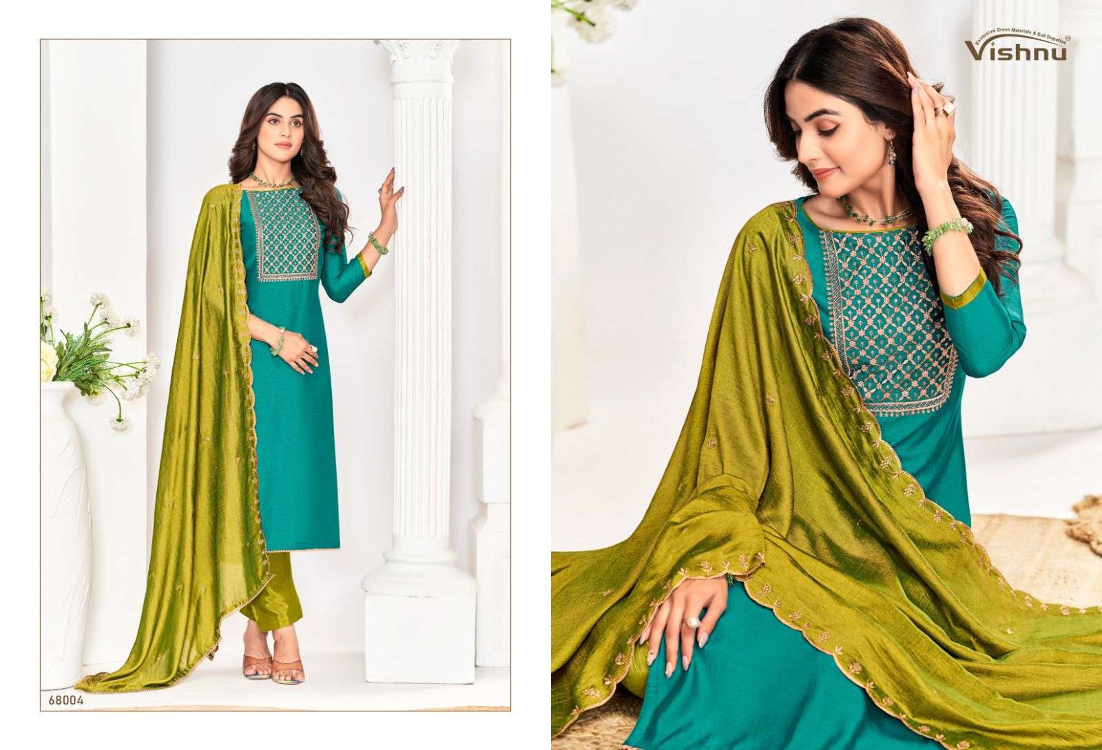 VISHNU IMPEX ROSE GOLD VOL 5 SILK FANCY SWAROVSKI WORK SUIT