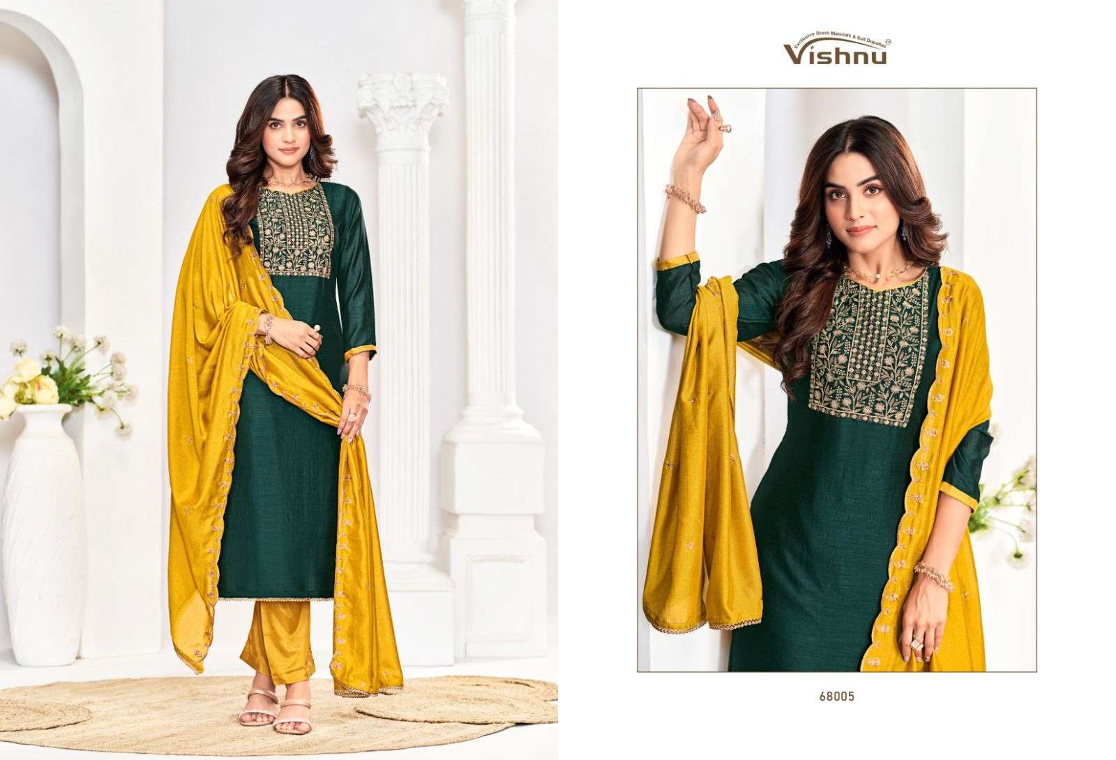 VISHNU IMPEX ROSE GOLD VOL 5 SILK FANCY SWAROVSKI WORK SUIT