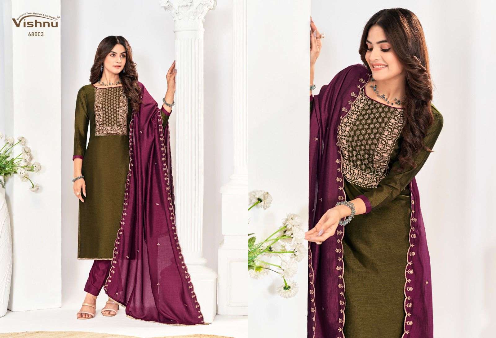 VISHNU IMPEX ROSE GOLD VOL 5 SILK FANCY SWAROVSKI WORK SUIT