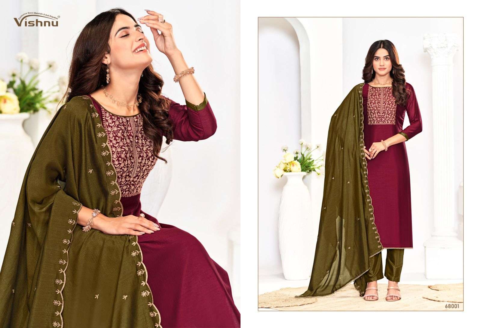 VISHNU IMPEX ROSE GOLD VOL 5 SILK FANCY SWAROVSKI WORK SUIT