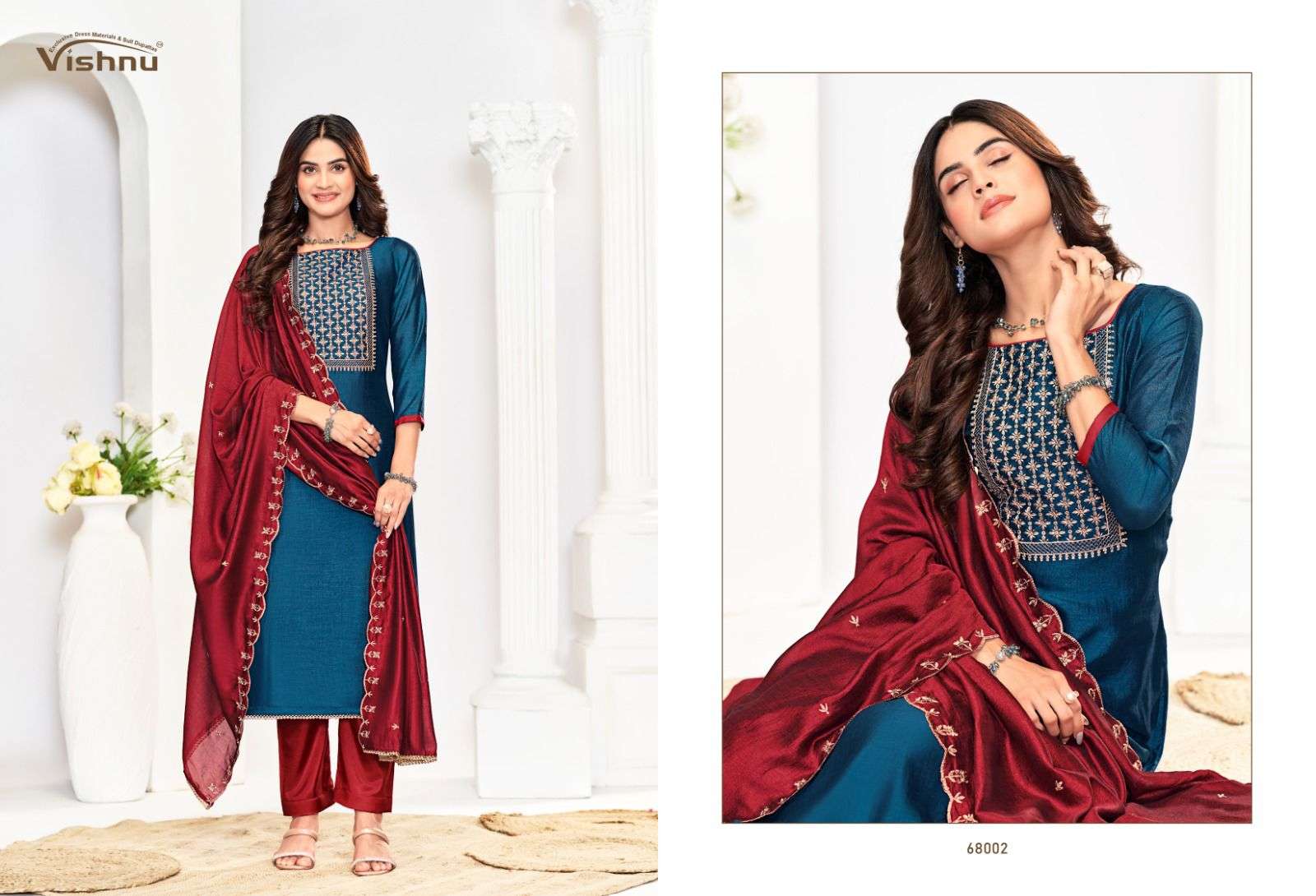 VISHNU IMPEX ROSE GOLD VOL 5 SILK FANCY SWAROVSKI WORK SUIT