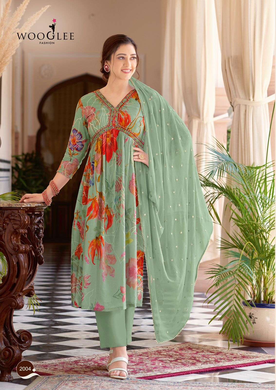 WOOGLEE AARUSHI FANCY ALIYA CUT PATTERN LADIES KURTI COMBO SET 