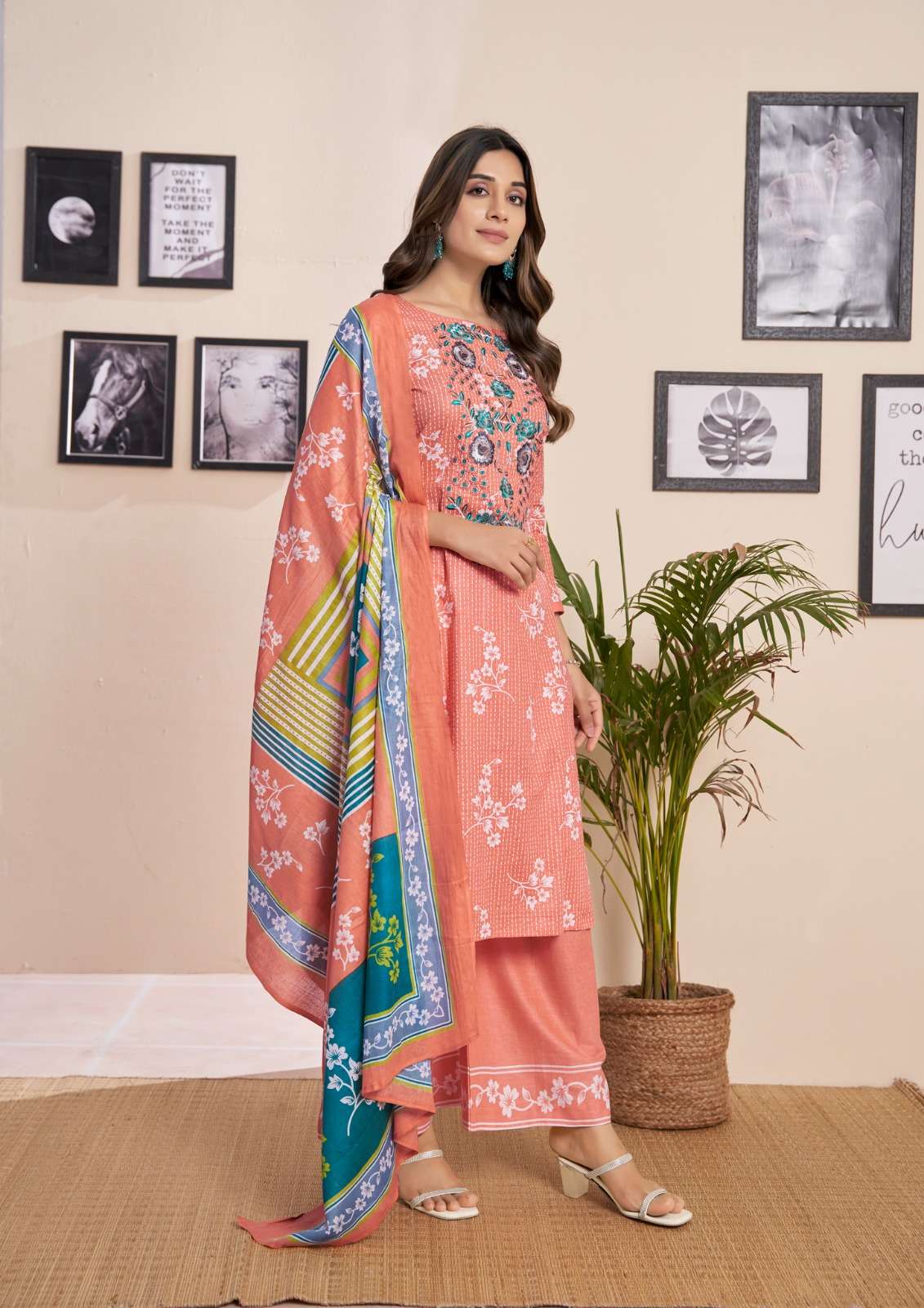 YASHIKA TRENDS SIMAYAA COTTON PRINTED WITH FANCY WORK SUIT