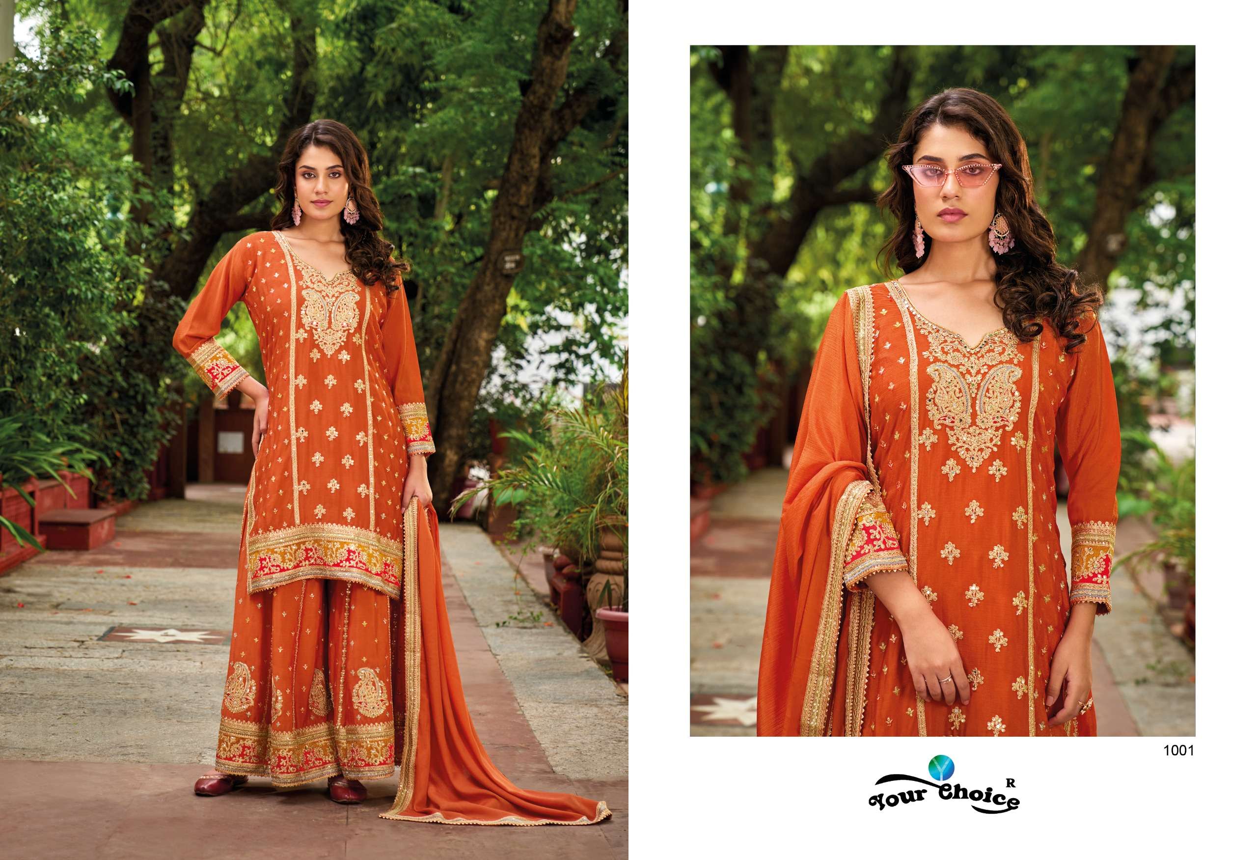 YOUR CHOICE OLIVE PLUSE HEAVY DESIGNER SHARARA SUIT
