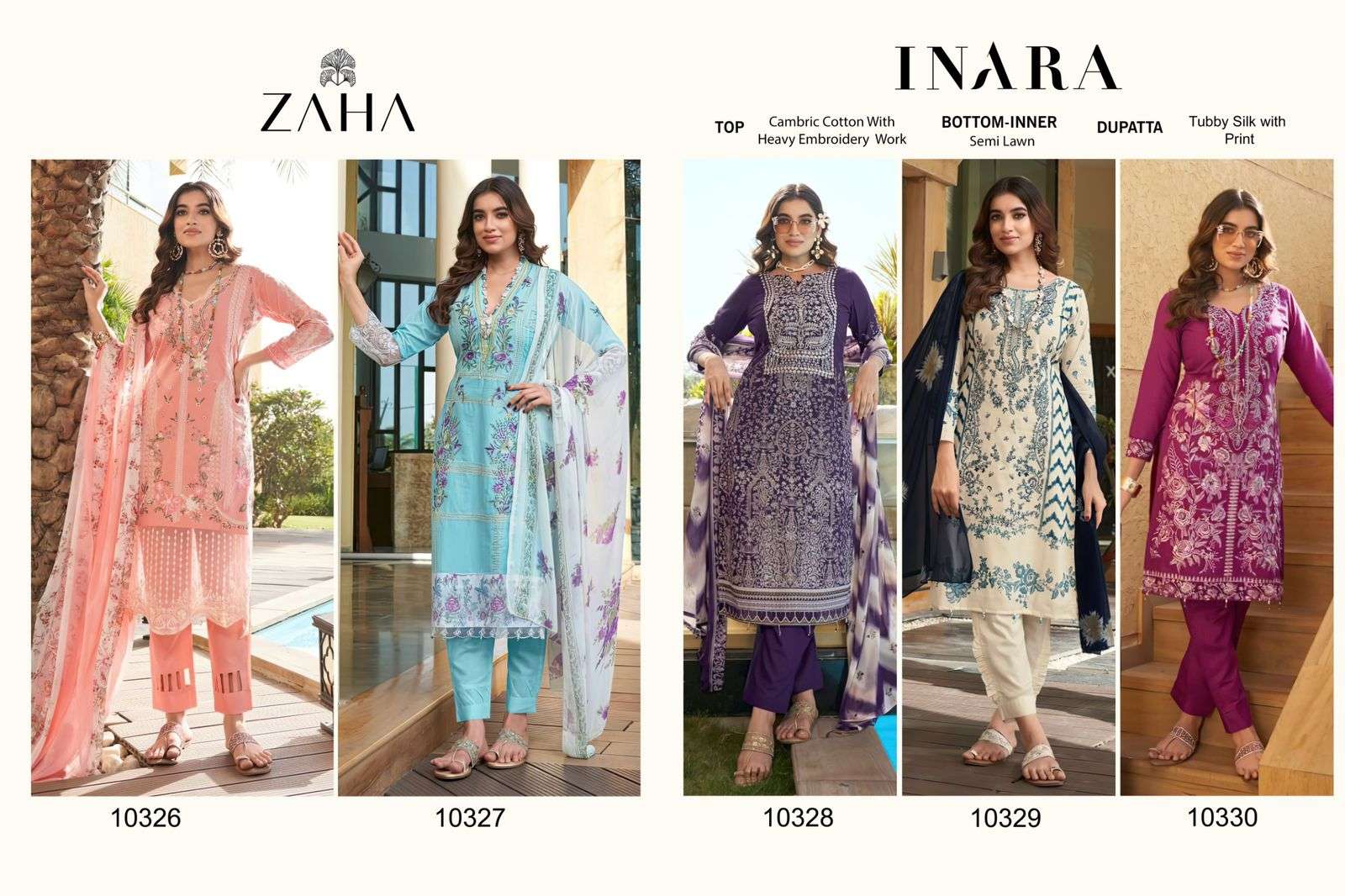 ZAHA INARA VOL 1 COTTON HEAVY EMBROIDERY DESIGNER PAKISTANI SUIT