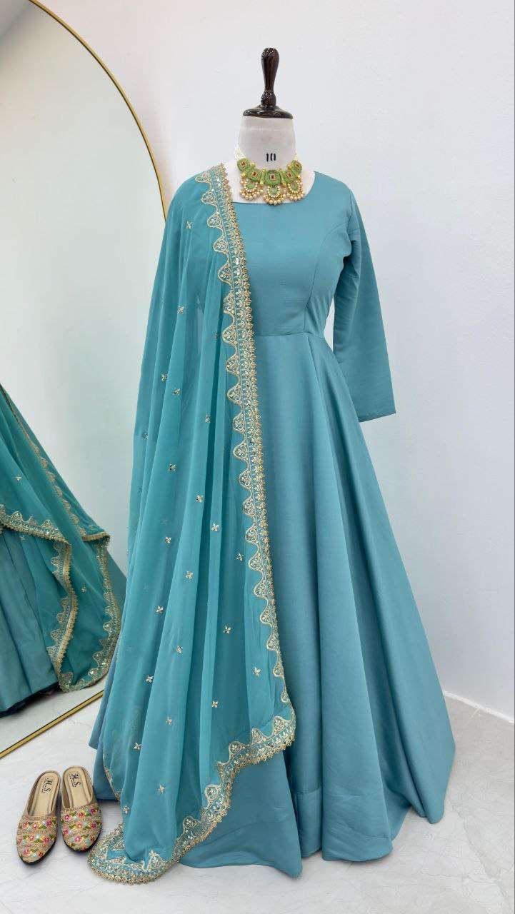 ZD 10102 LONG FANCY GOWN WITH DUPATTA SET 