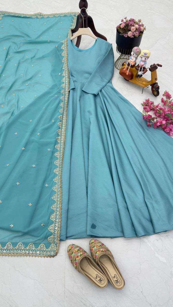 ZD 10102 LONG FANCY GOWN WITH DUPATTA SET 