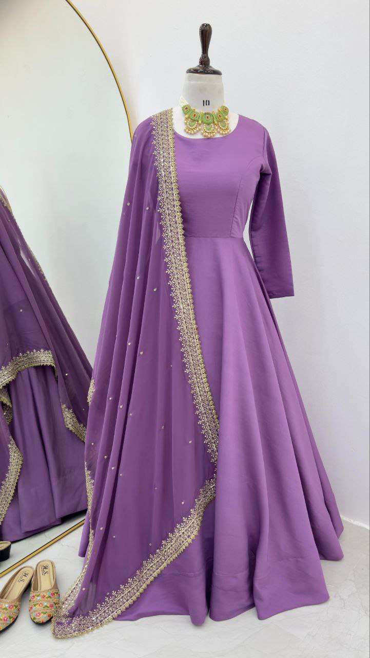 ZD 10102 LONG FANCY GOWN WITH DUPATTA SET 