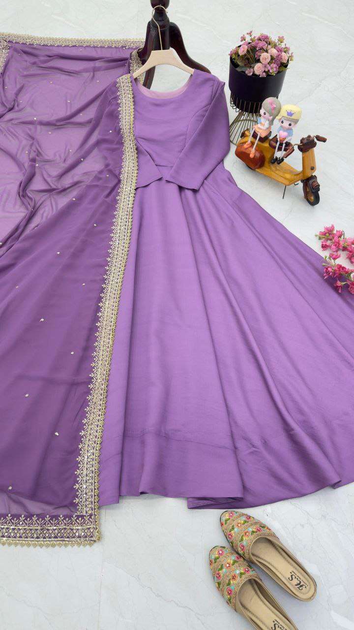ZD 10102 LONG FANCY GOWN WITH DUPATTA SET 