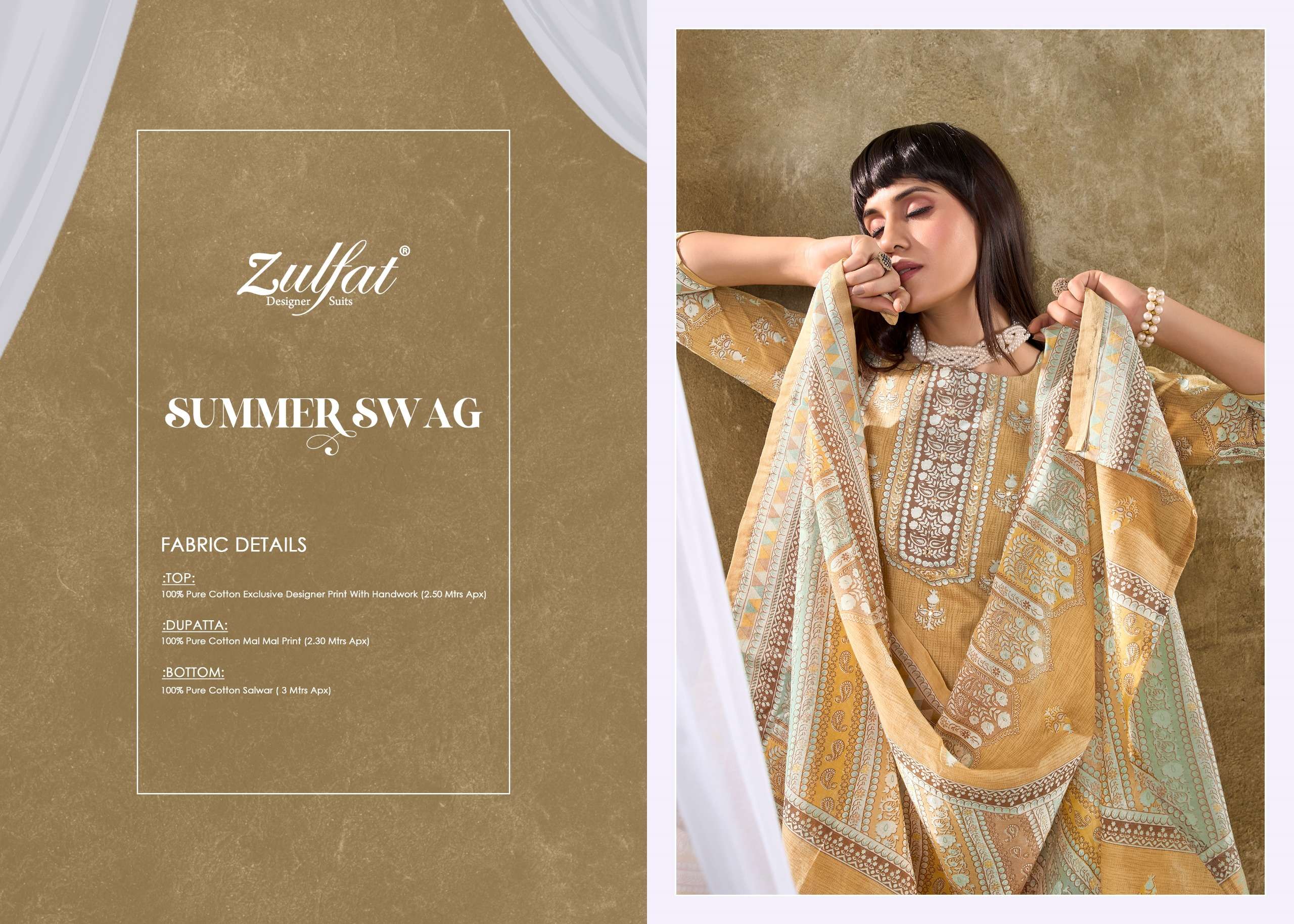 ZULFAT DESIGNER SUITS SUMMER SWAG COTTON SALWAR SUIT