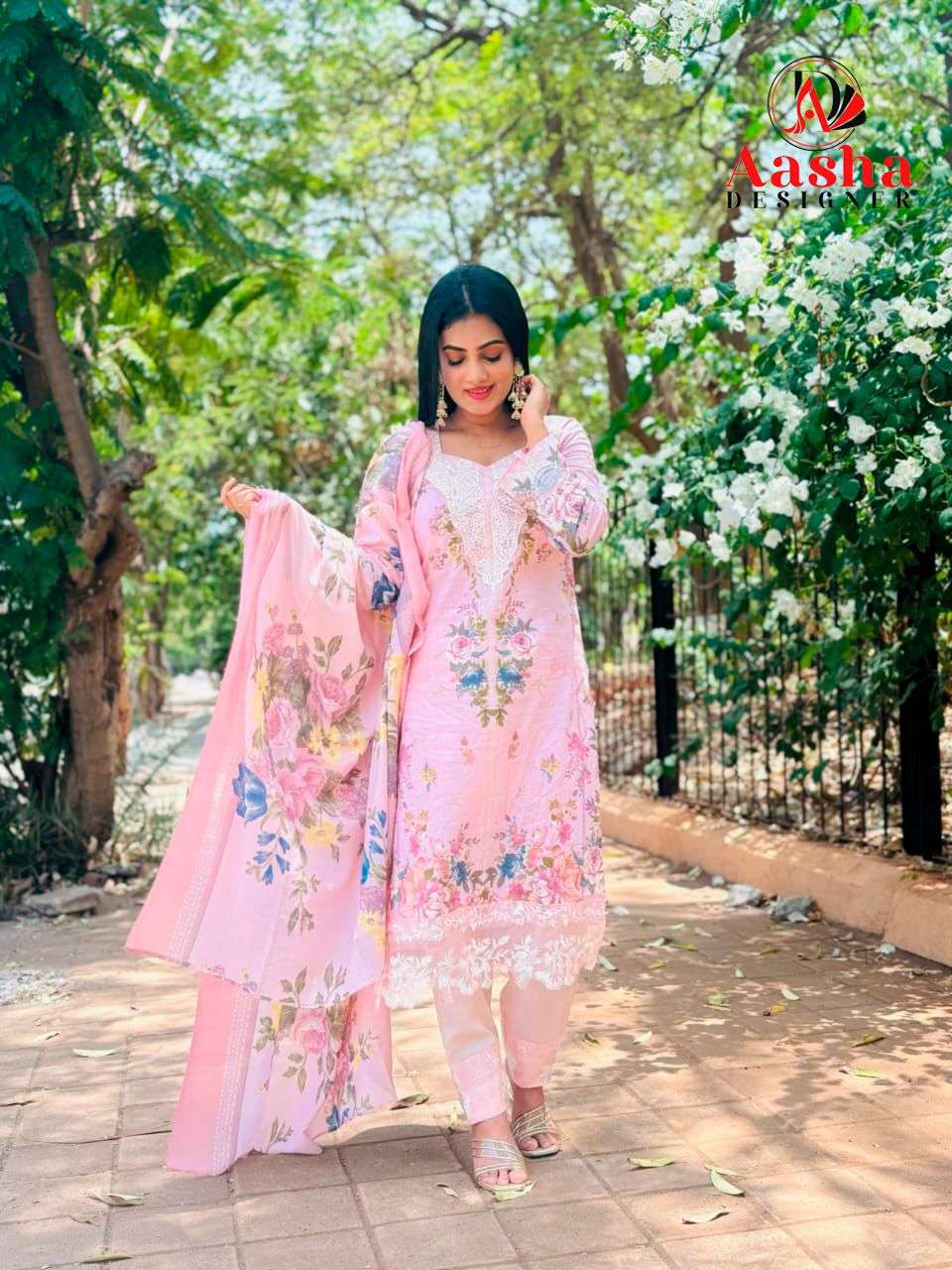 AASHA DESIGNER DESIGN NO - 1096 - 1097 SANA SAFINAZ VOL-3 MUZLIN COLLECTION HEAVY EMBROIDERY PARTY WEAR SUIT