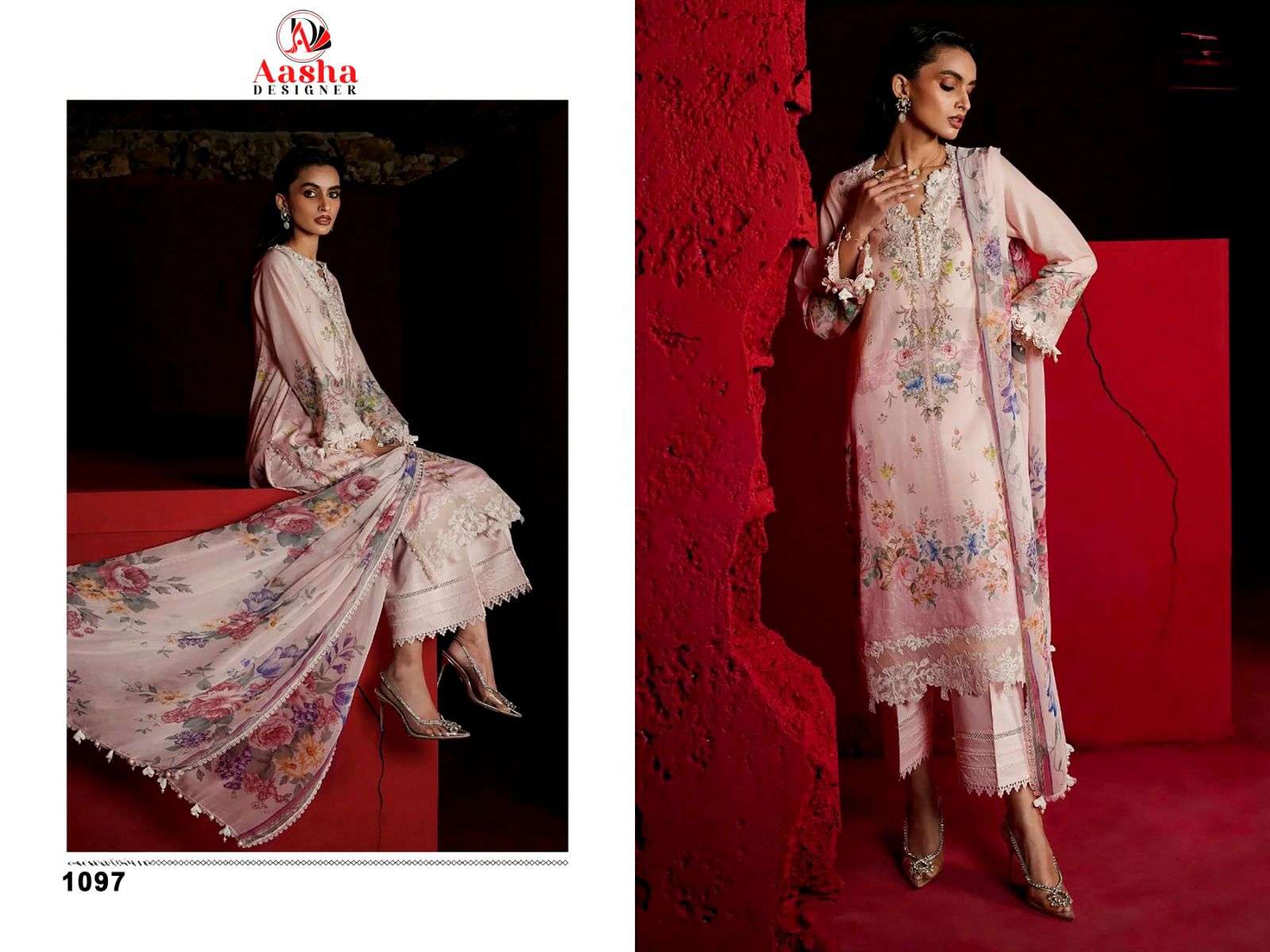 AASHA DESIGNER DESIGN NO - 1096 - 1097 SANA SAFINAZ VOL-3 MUZLIN COLLECTION HEAVY EMBROIDERY PARTY WEAR SUIT