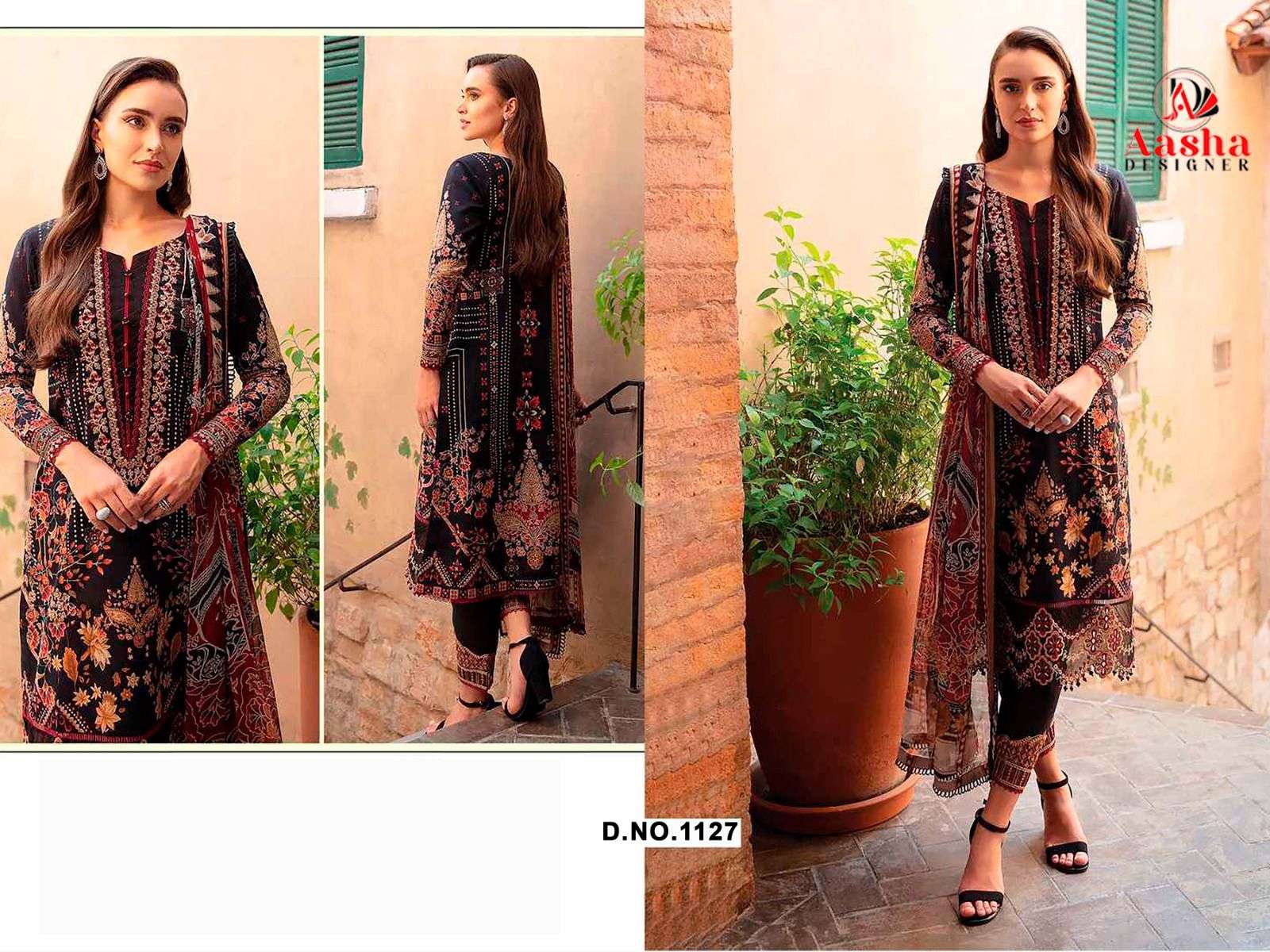 AASHA DESIGNER DESIGN NO - 1127 EXCLUSIVE PATCH EMBROIDERY PARTY WEAR SUIT