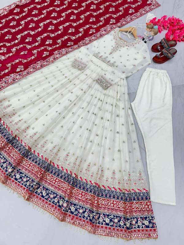 AD 176 LONG ANARKALI GOWN WITH BOTTOM AND DUPATTA SET