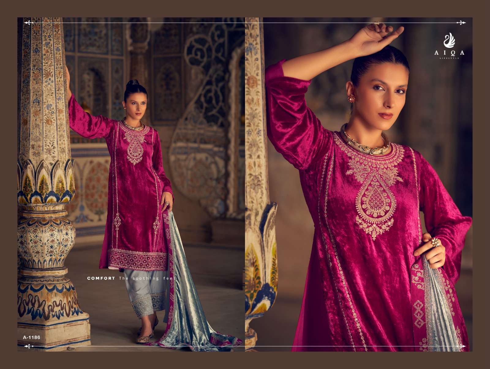 AIQA SILSILA VELVET FANCY EMBROIDERY DESIGNER SUIT