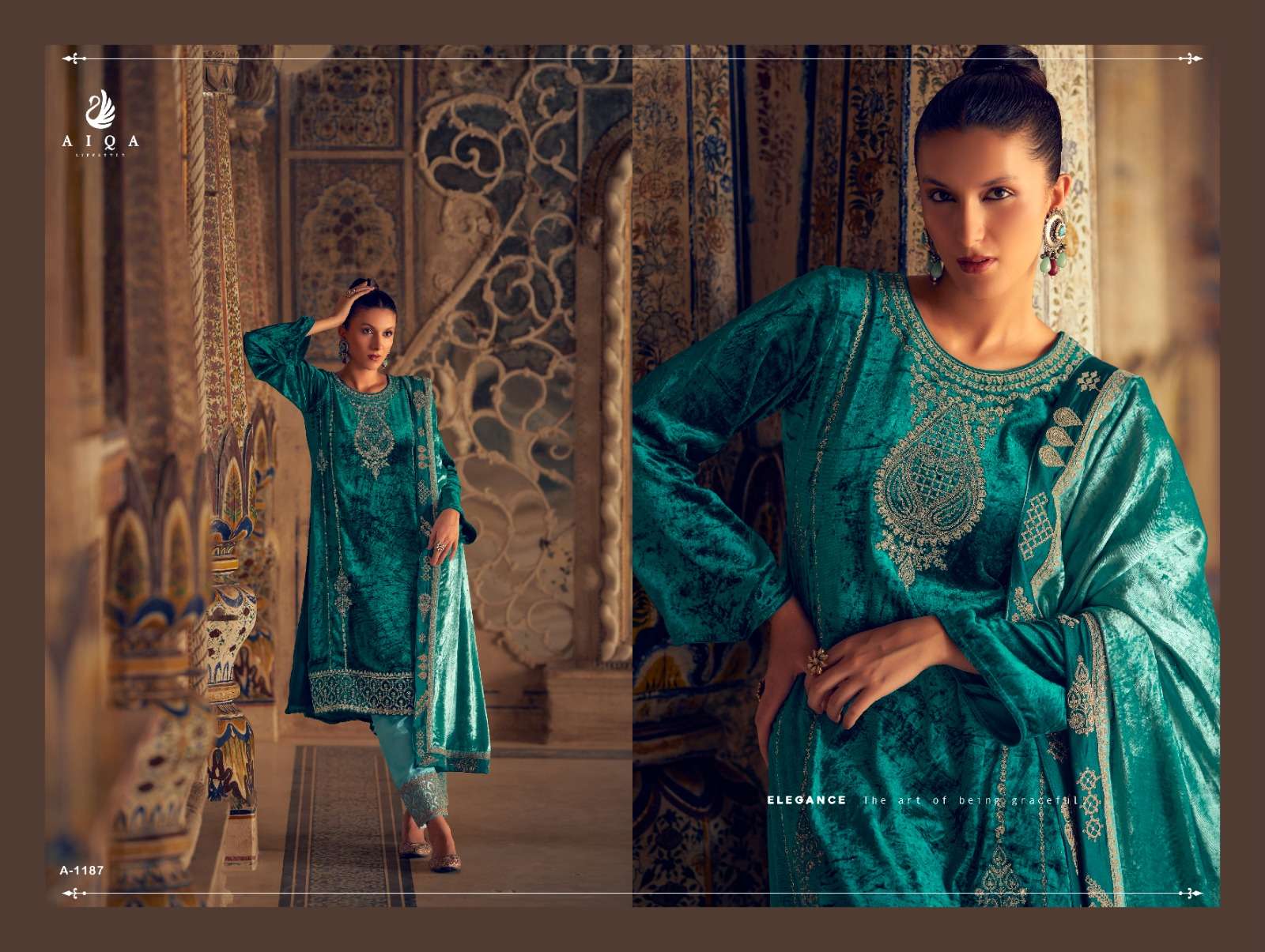AIQA SILSILA VELVET FANCY EMBROIDERY DESIGNER SUIT