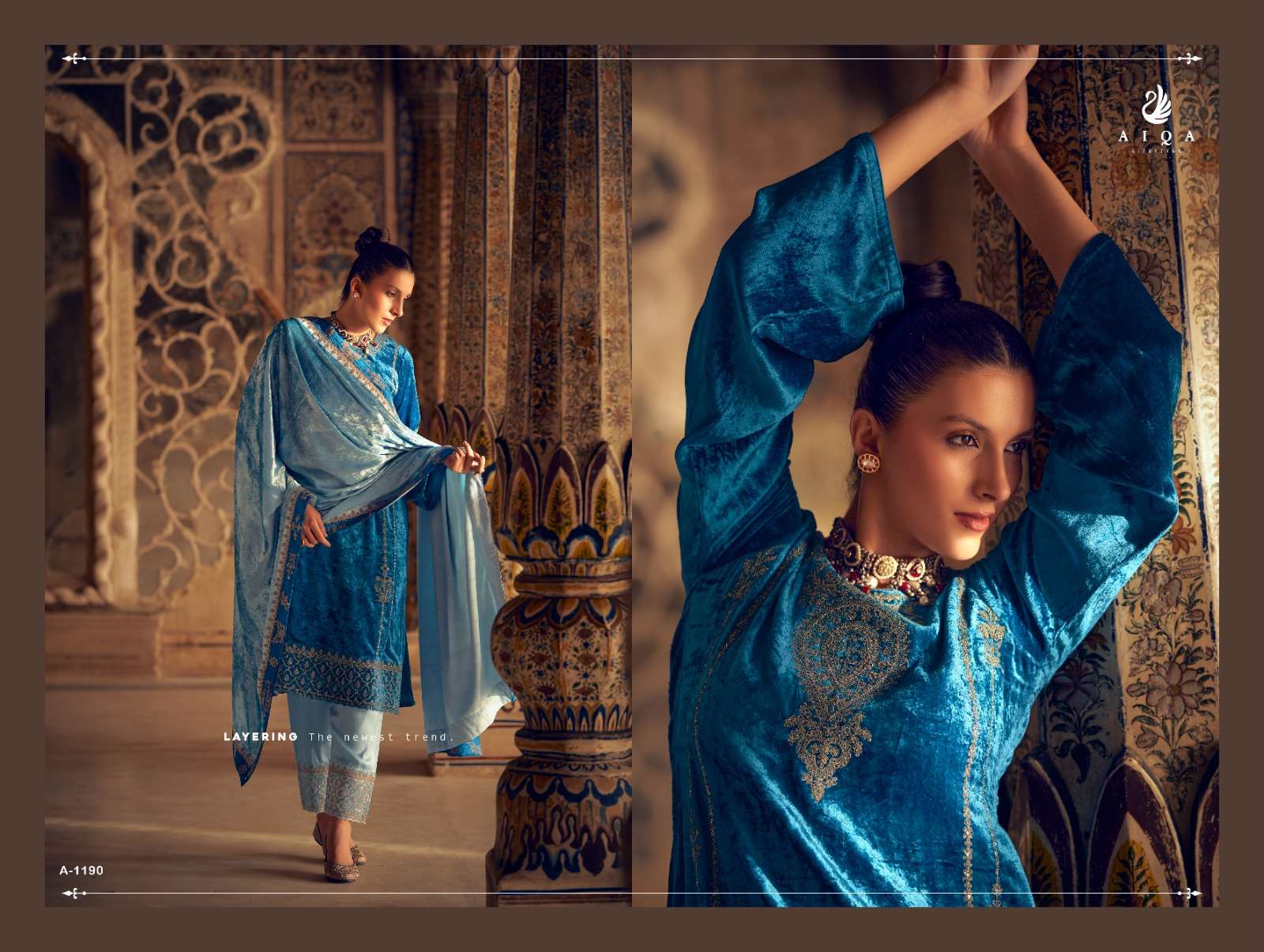 AIQA SILSILA VELVET FANCY EMBROIDERY DESIGNER SUIT