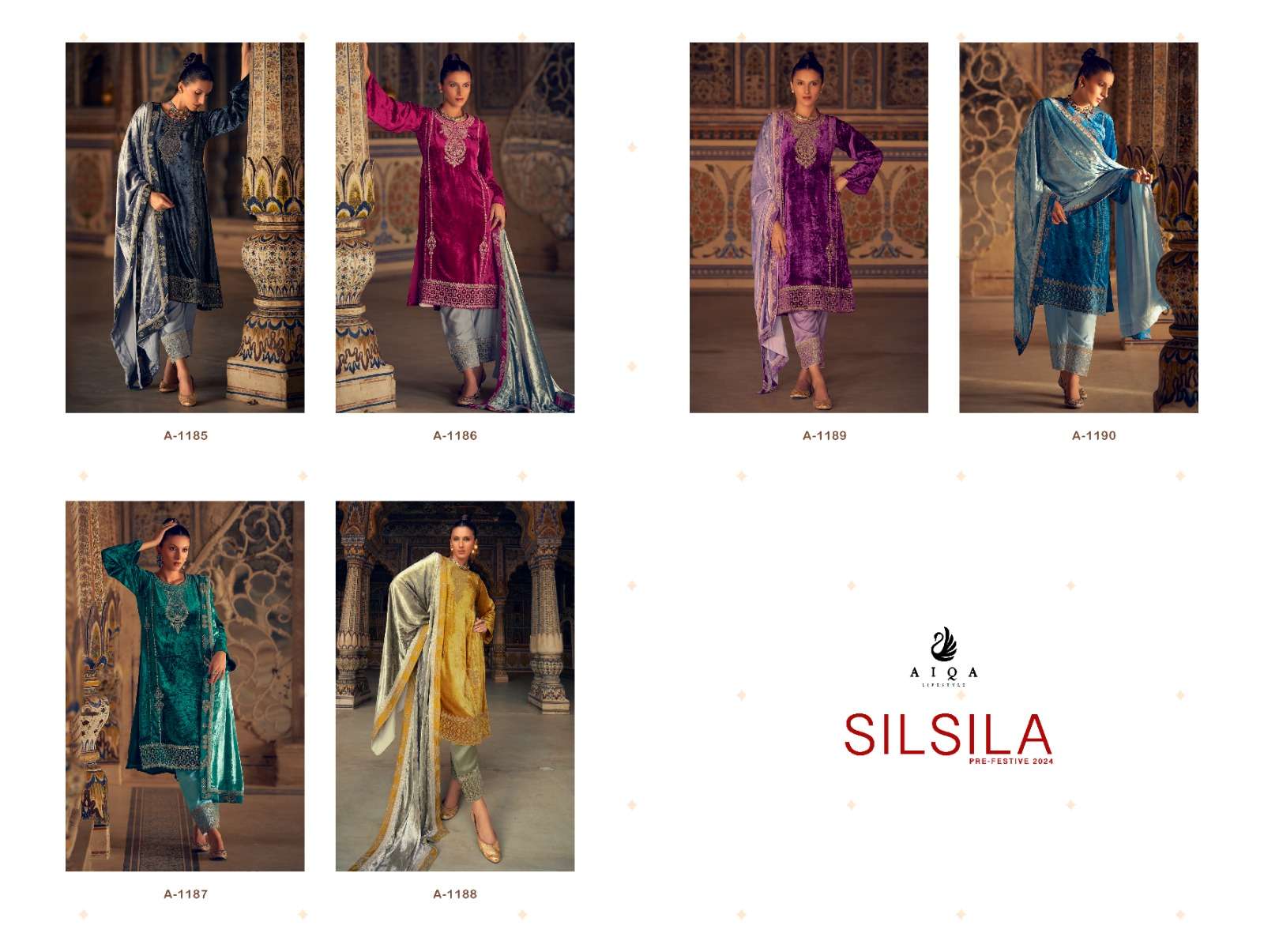 AIQA SILSILA VELVET FANCY EMBROIDERY DESIGNER SUIT