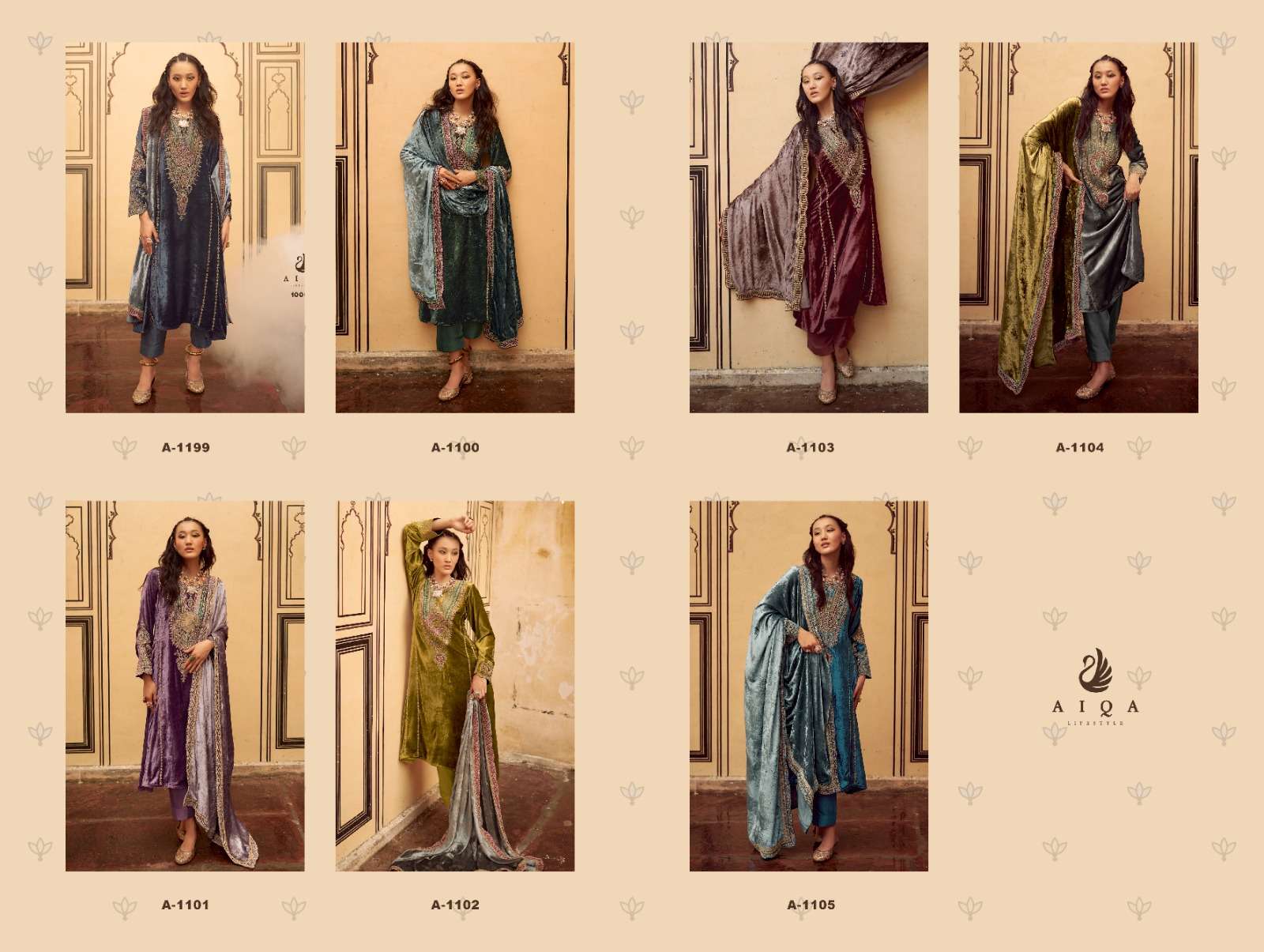 AIQA SITARAY VELVET HEAVY EMBROIDERED SUIT