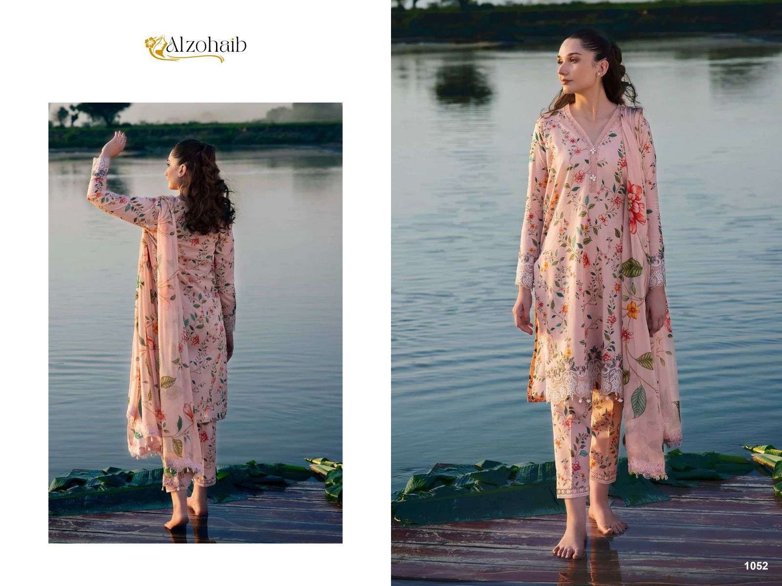 AL ZOHAIB M BASIC DESIGN NO - 1052 and 1053 PURE COTTON PRINT PAKISTANI SUIT