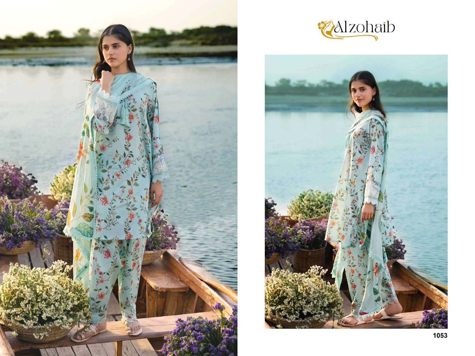 AL ZOHAIB M BASIC DESIGN NO - 1052 and 1053 PURE COTTON PRINT PAKISTANI SUIT