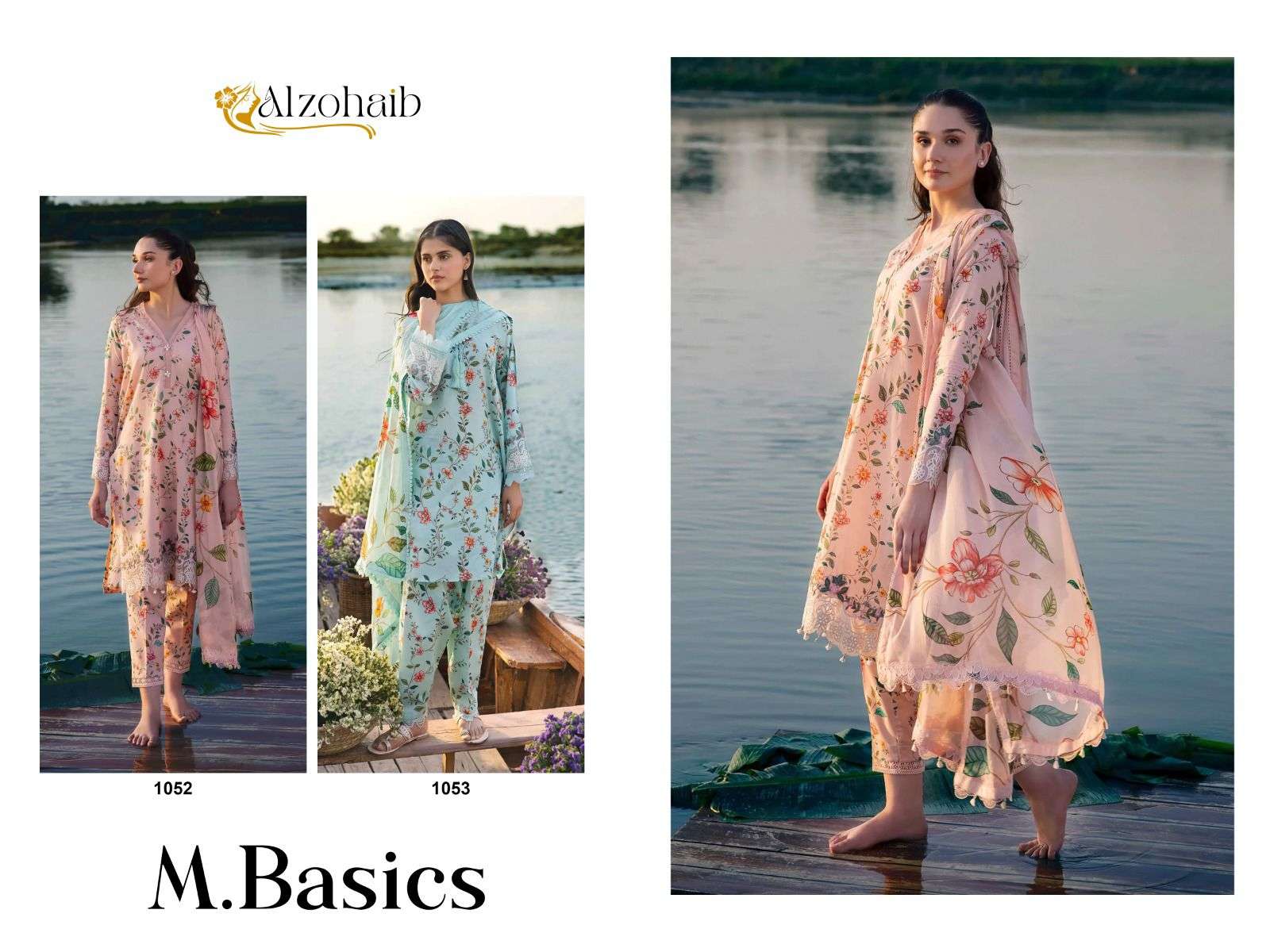 AL ZOHAIB M BASIC DESIGN NO - 1052 and 1053 PURE COTTON PRINT PAKISTANI SUIT