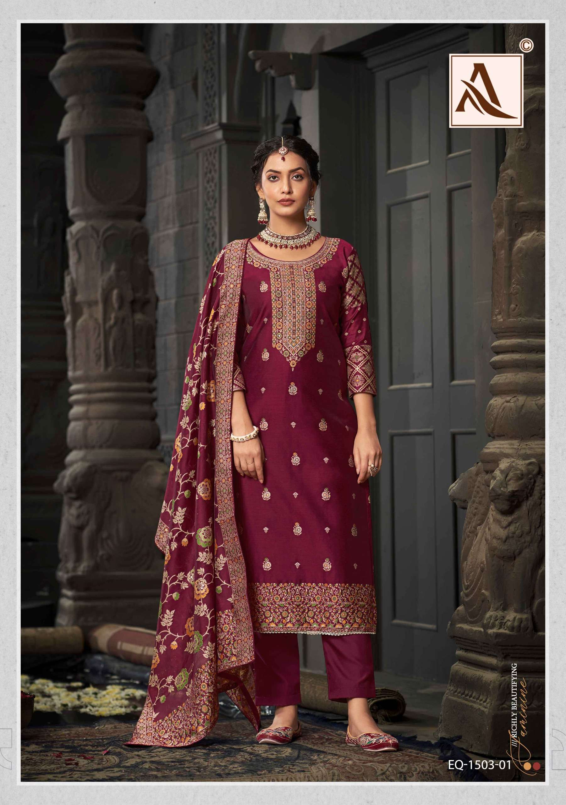 ALOK SUITS BLOOM TOUCH JACQUARD DESIGNER SUIT