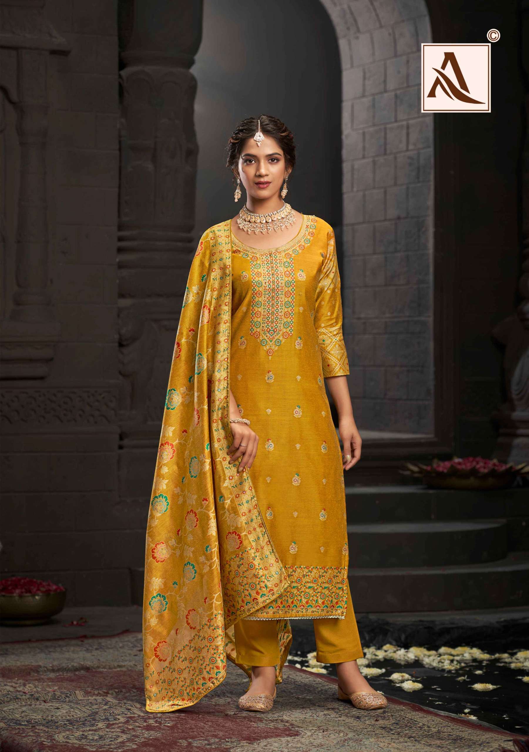 ALOK SUITS BLOOM TOUCH JACQUARD DESIGNER SUIT