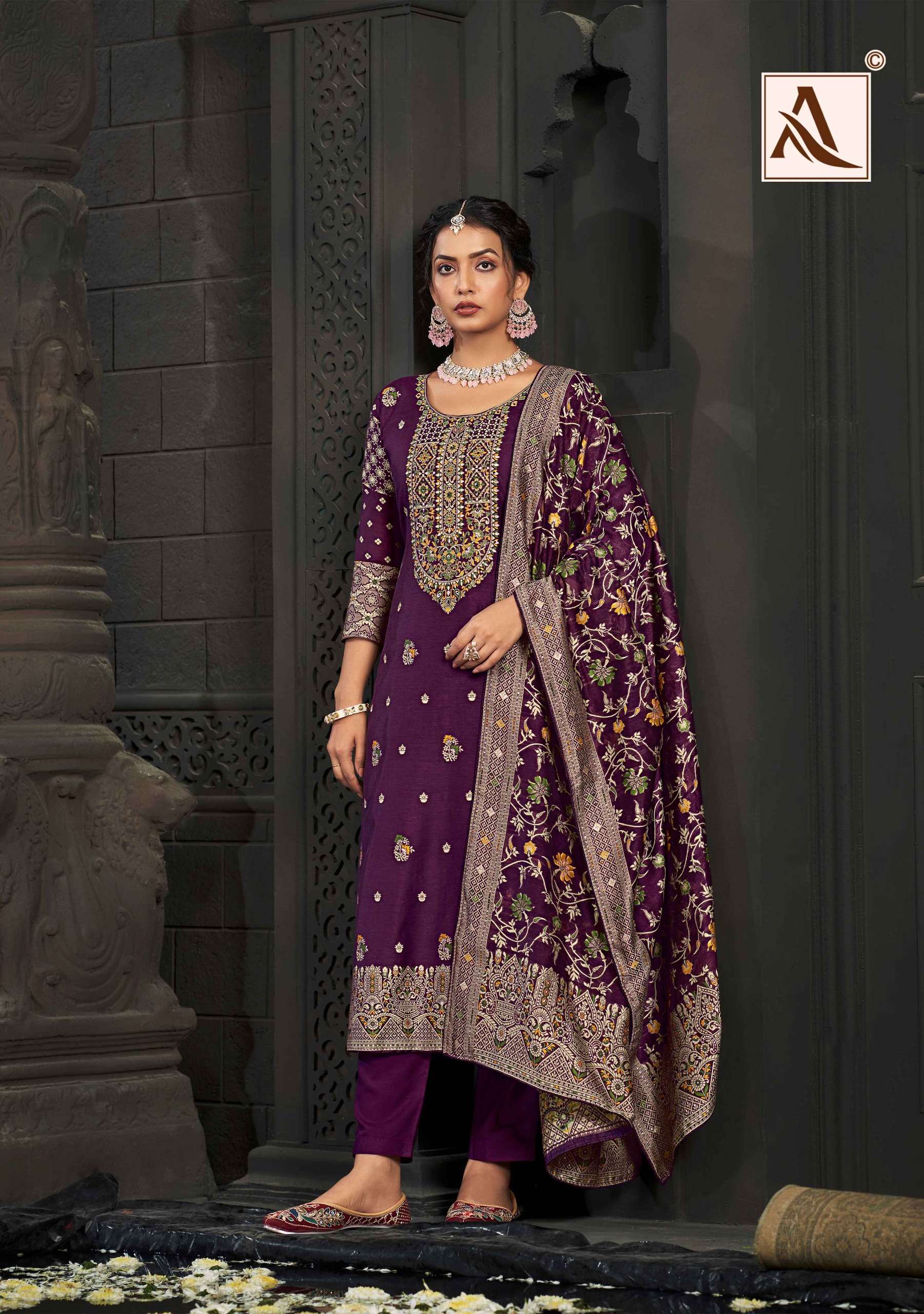 ALOK SUITS BLOOM TOUCH JACQUARD DESIGNER SUIT